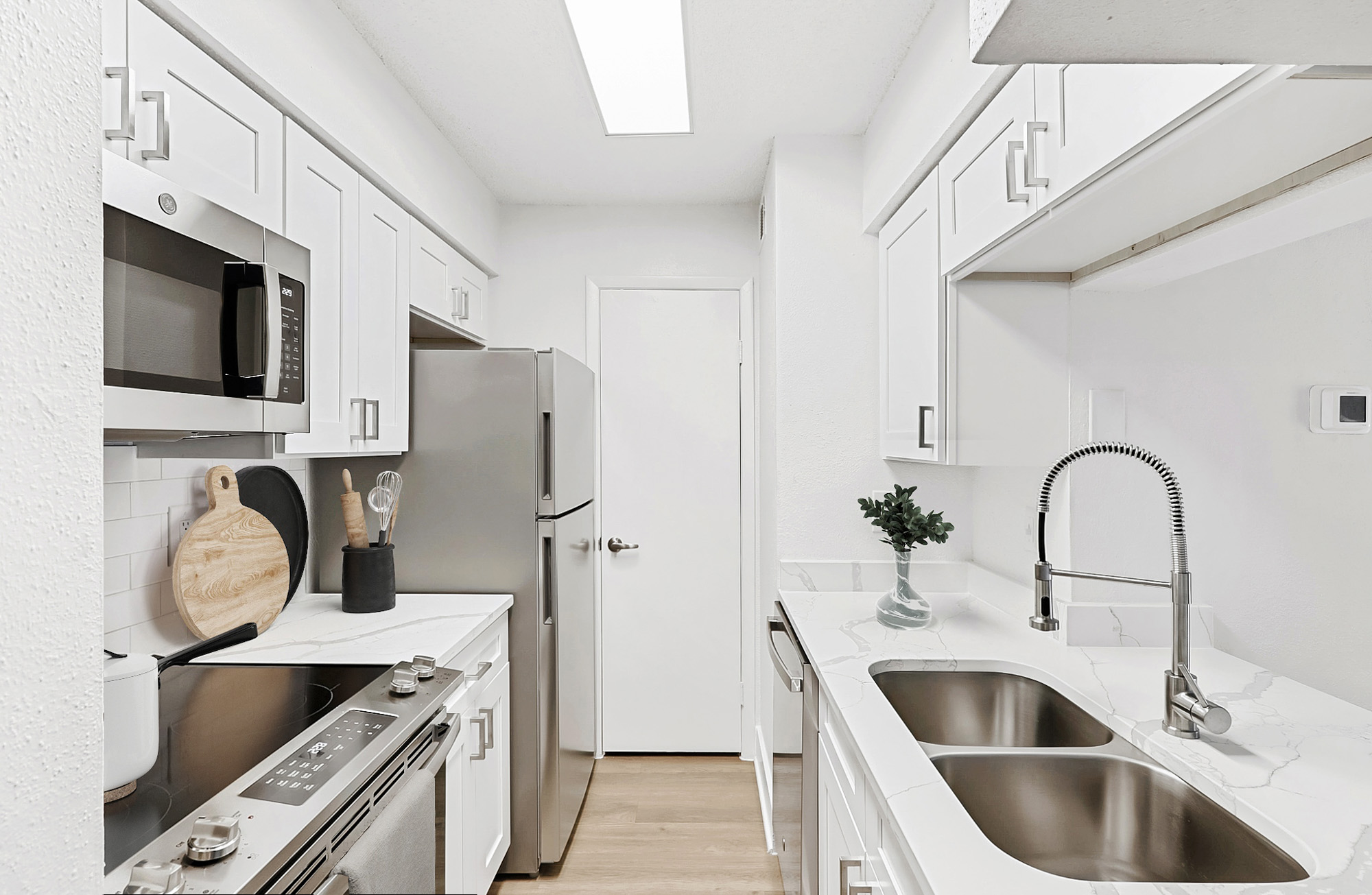 The kitchen in an apartment in St. James Crossing in Tampa, Florida.