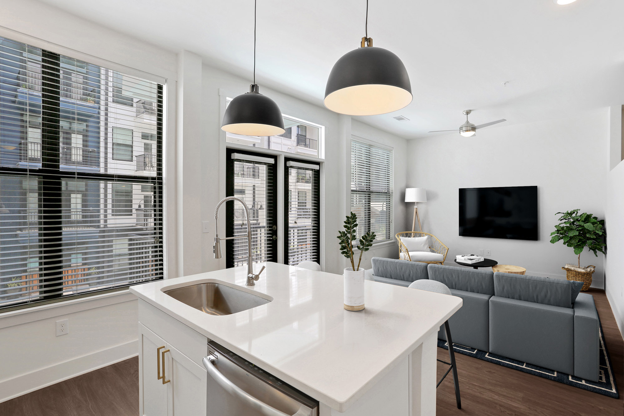 A living area at The Burnham apartments in Nashville, TN.