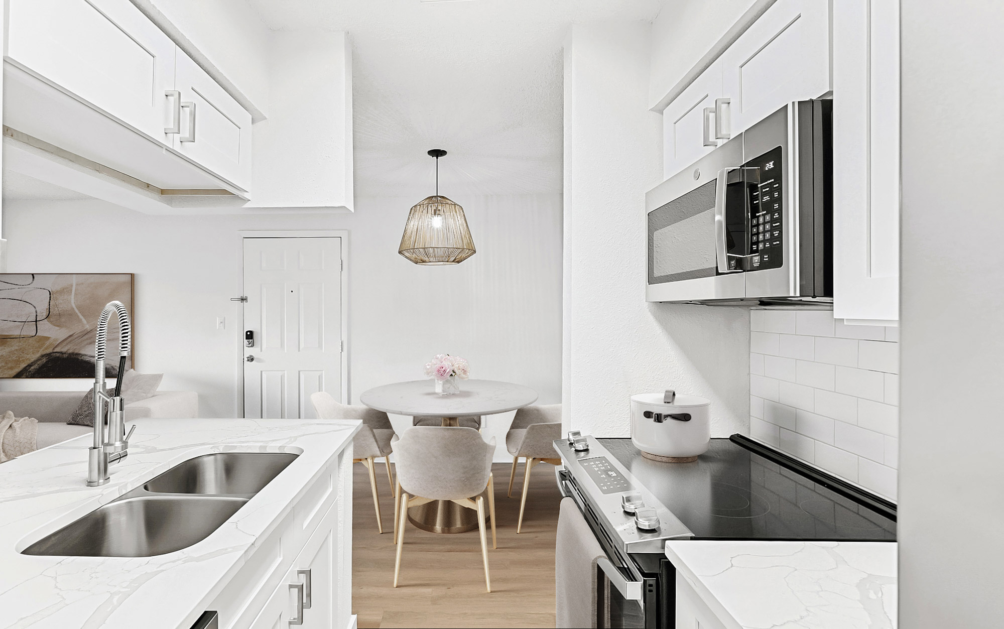 The kitchen in an apartment in St. James Crossing in Tampa, Florida.