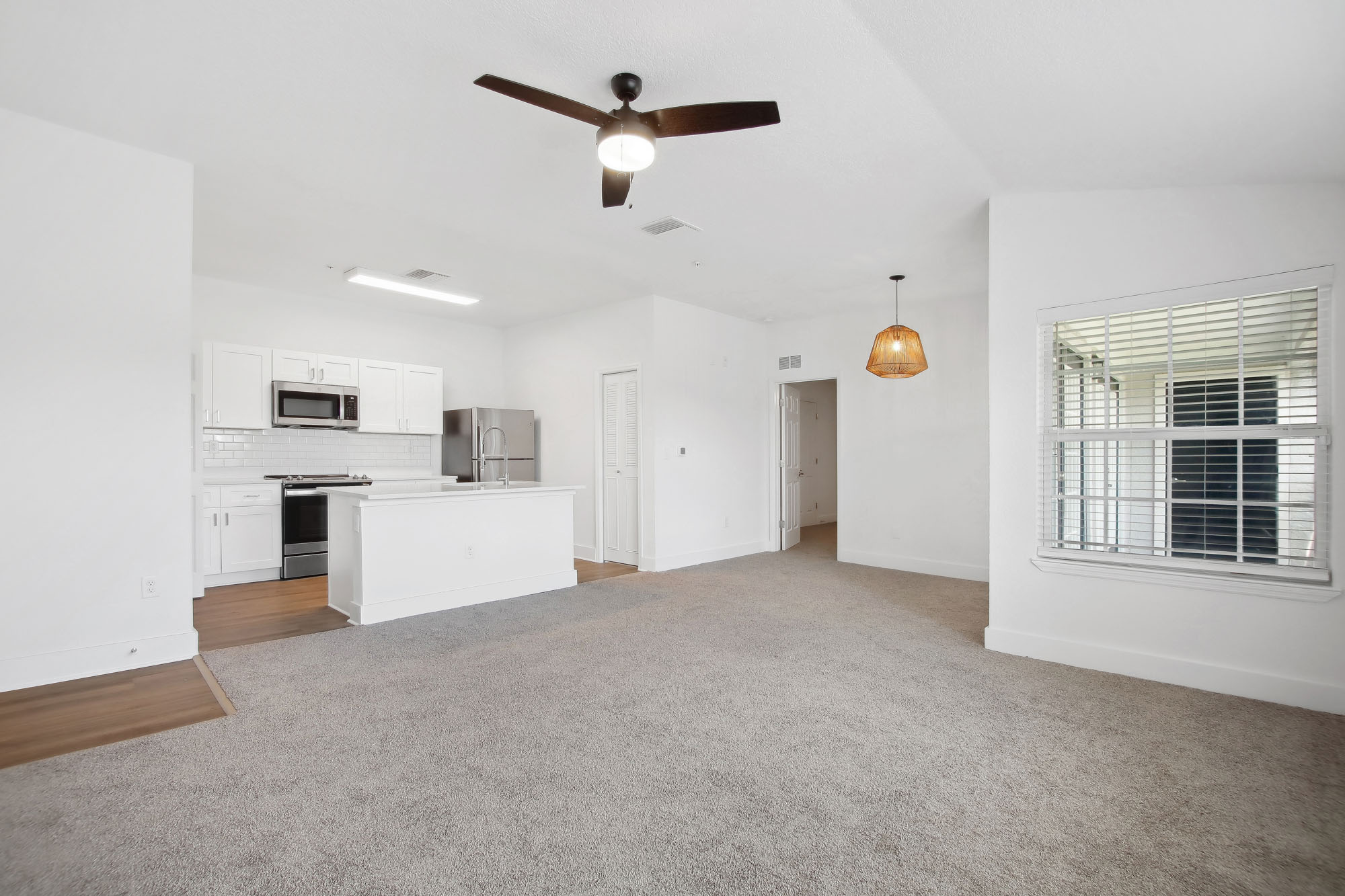 The living area in an apartment at Osprey Links at Hunter's Creek in Orlando, Florida.