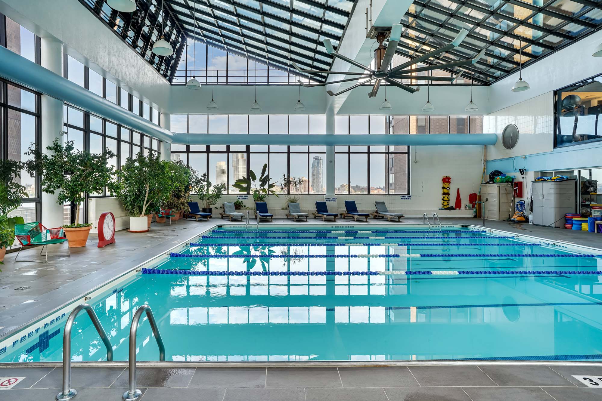 The indoor pool at Waterside Plaza apartments in Manhattan.