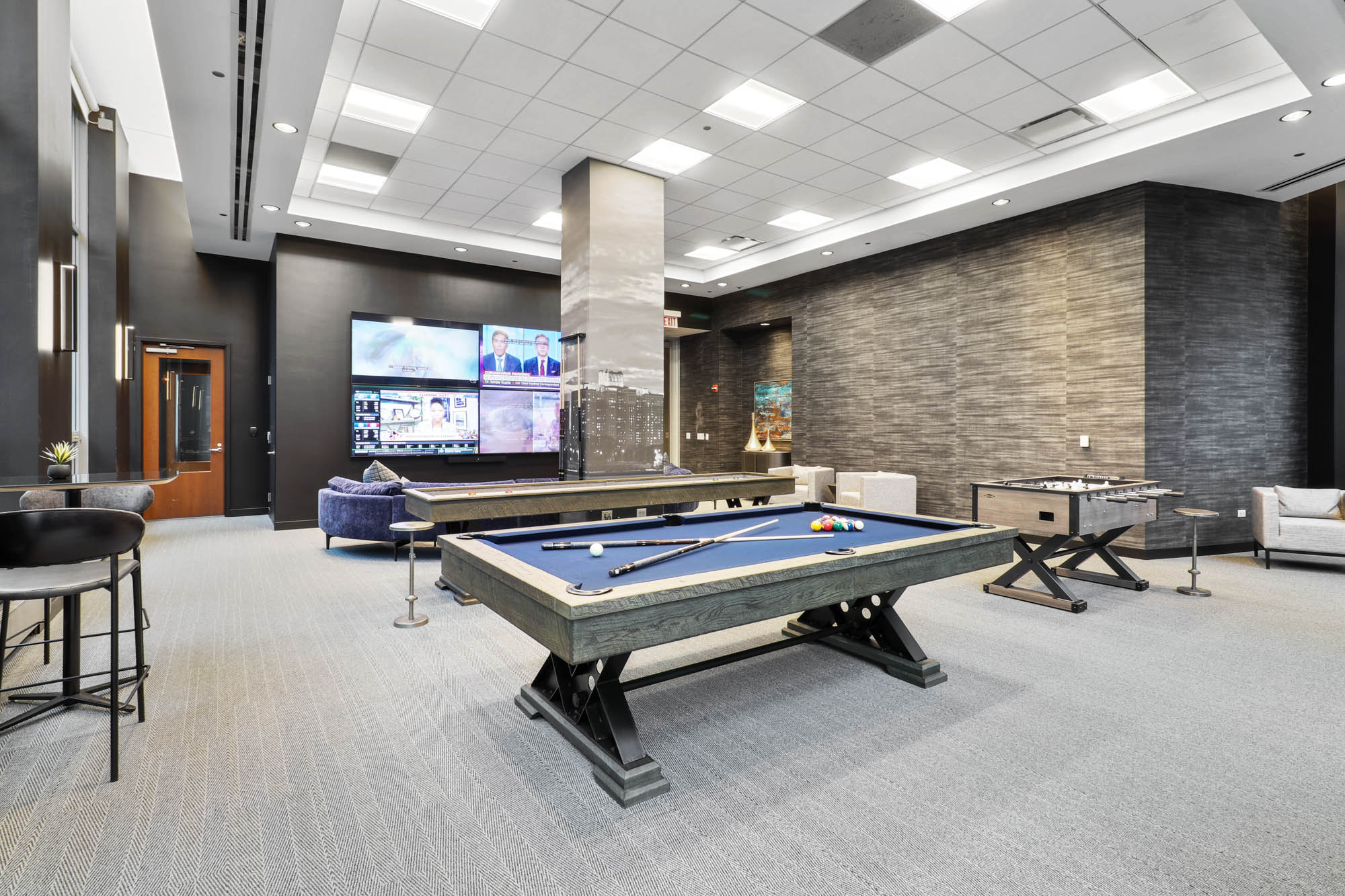 Game room at SKY55 apartments in Chicago, Illinois