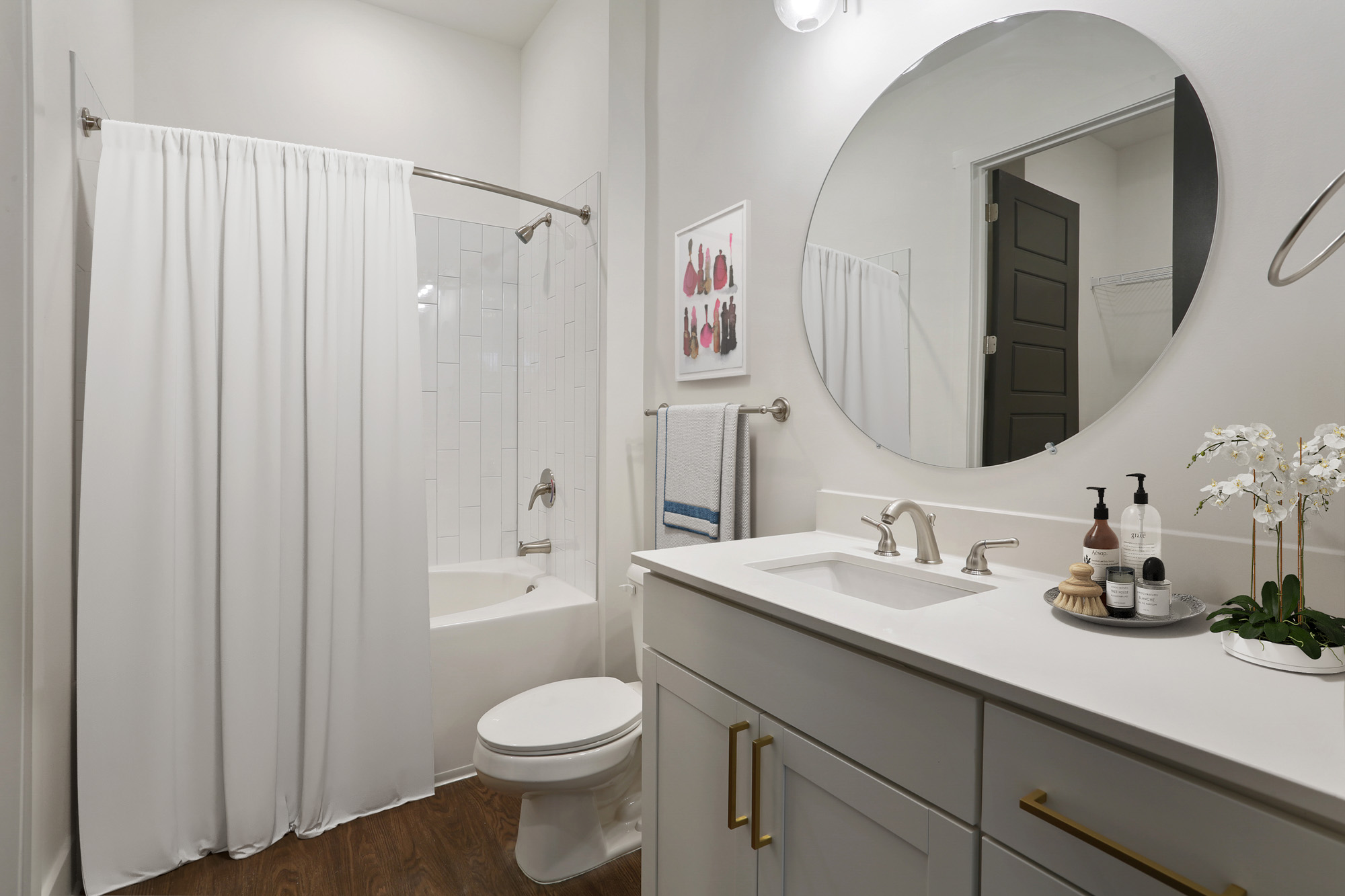 A bathroom at The Burnham apartments in Nashville, TN.