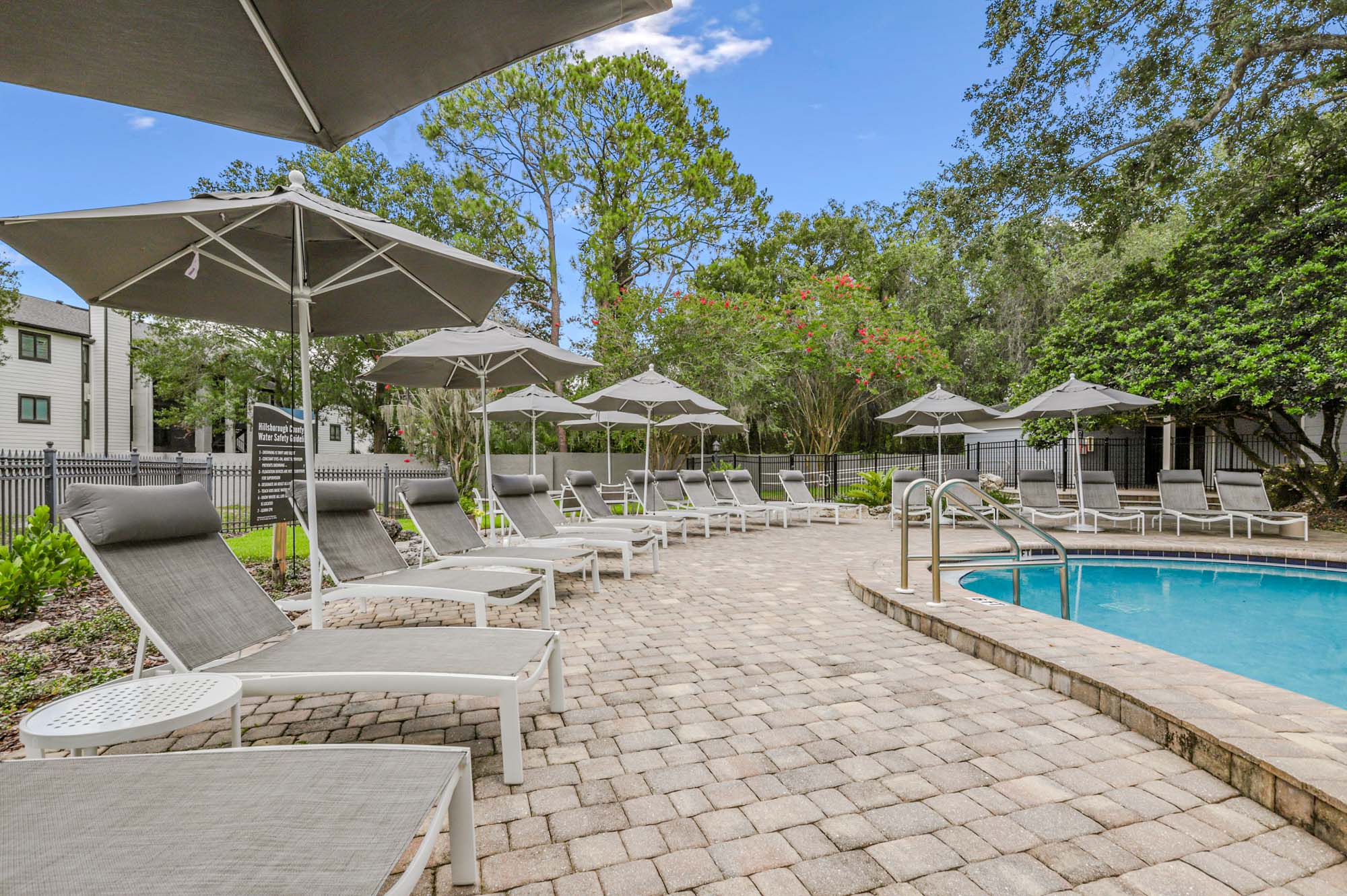 The pool at Oak Ramble apartments in Tampa, FL.