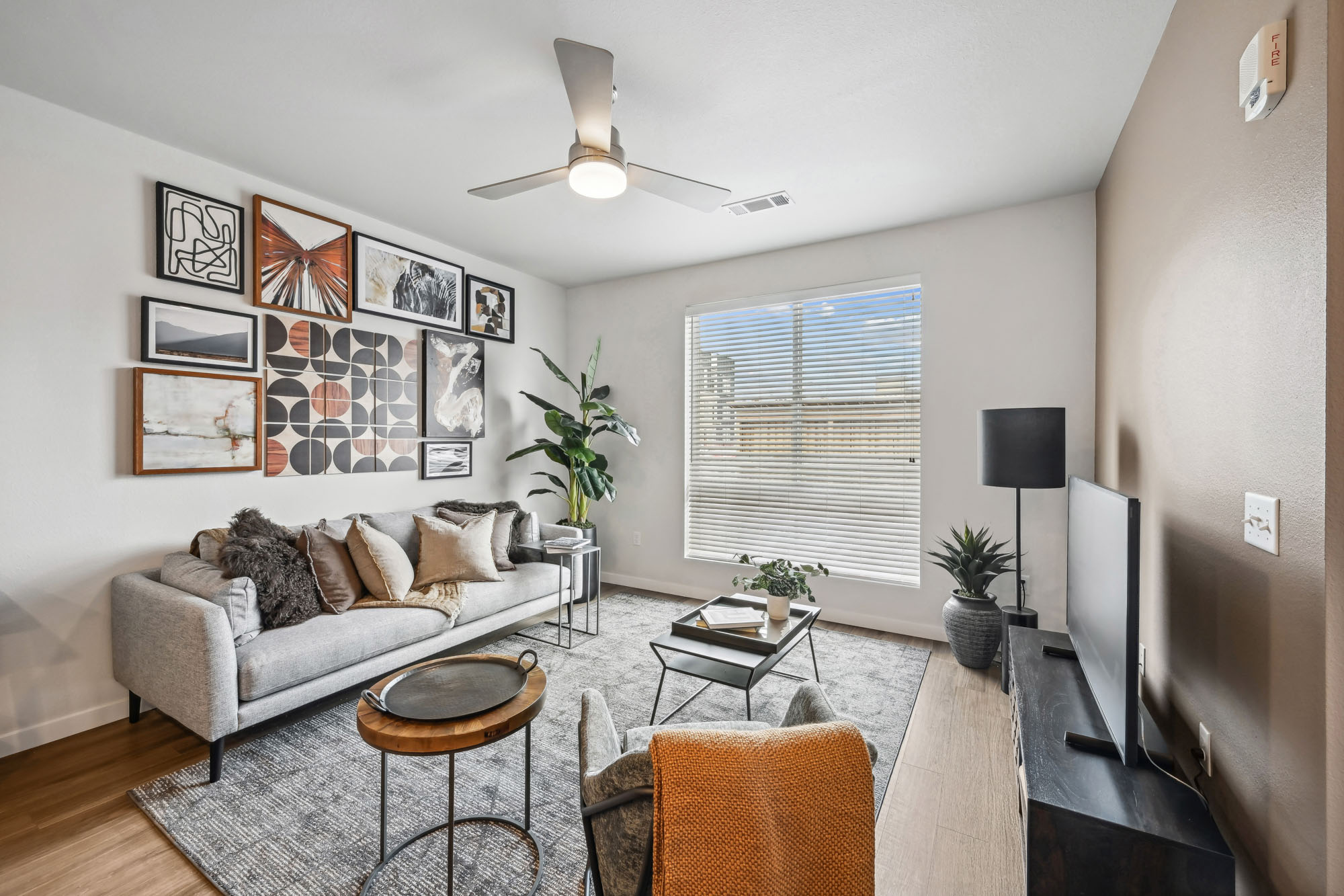 The living area in a Marlon at Central Park apartment near Denver, Colorado.