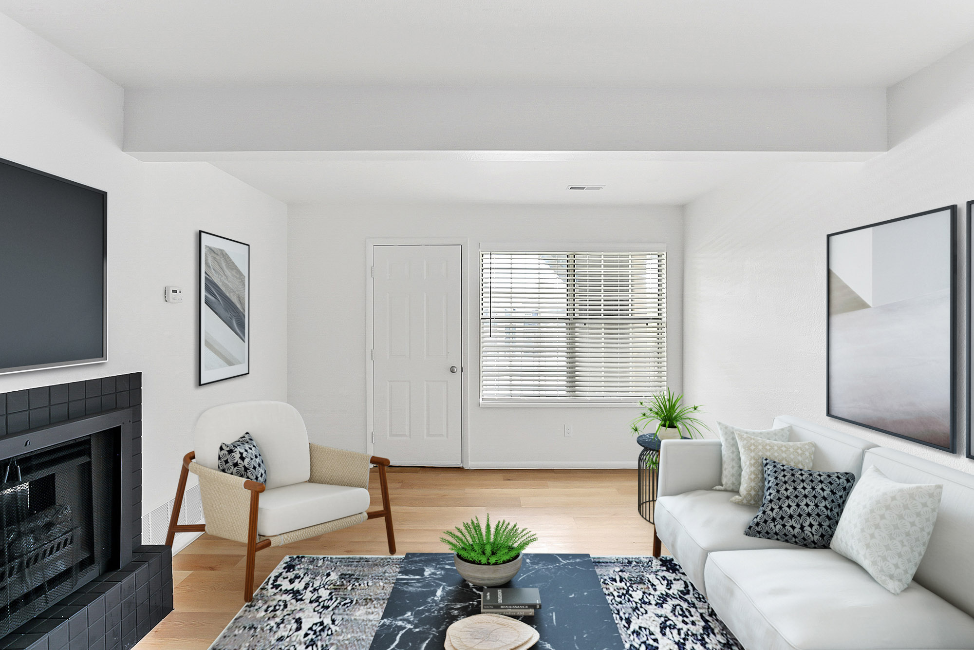 The living area in an apartment at Stillwater in Murray, Utah.