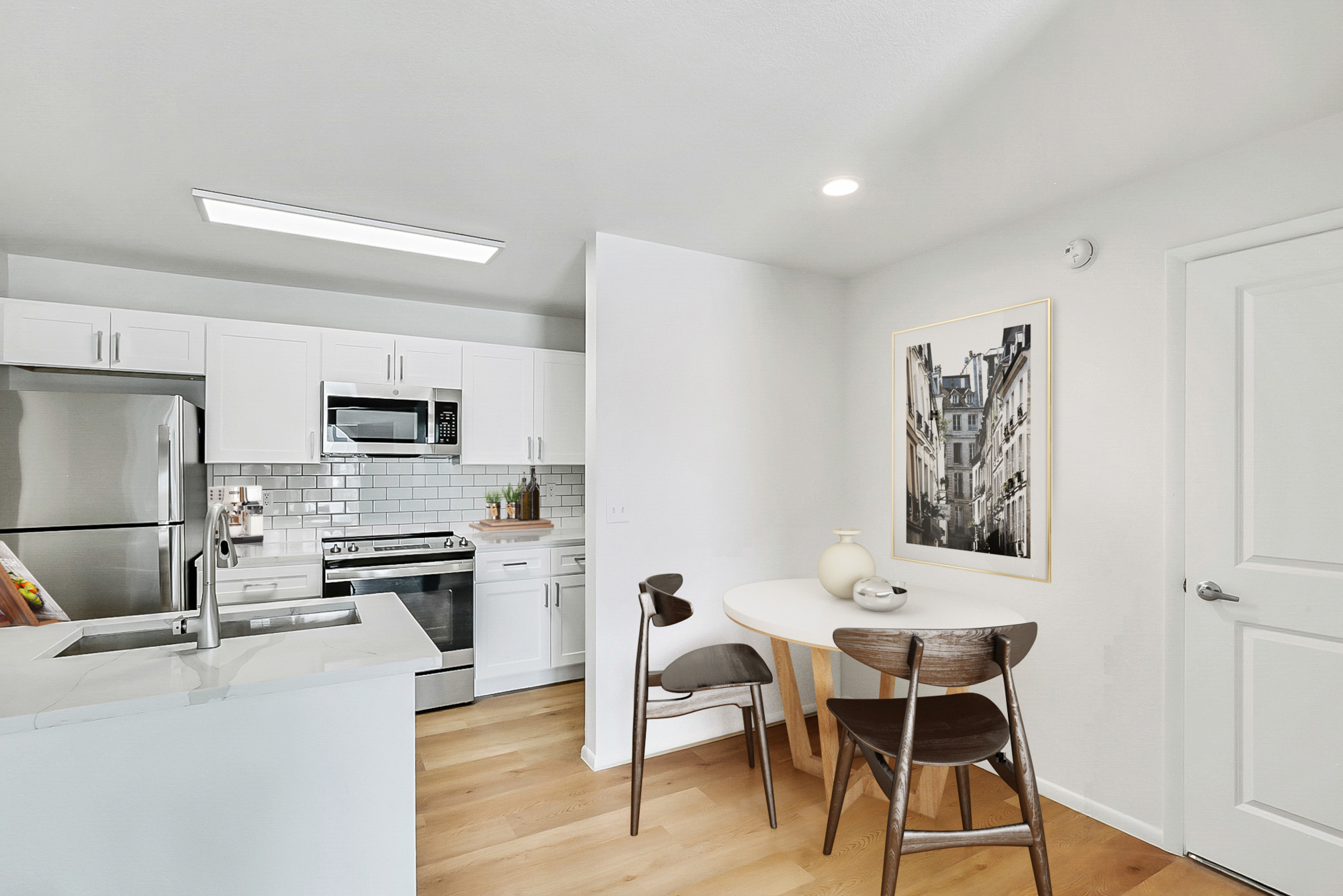 The dining area in an apartment at Stillwater in Murray, Utah.