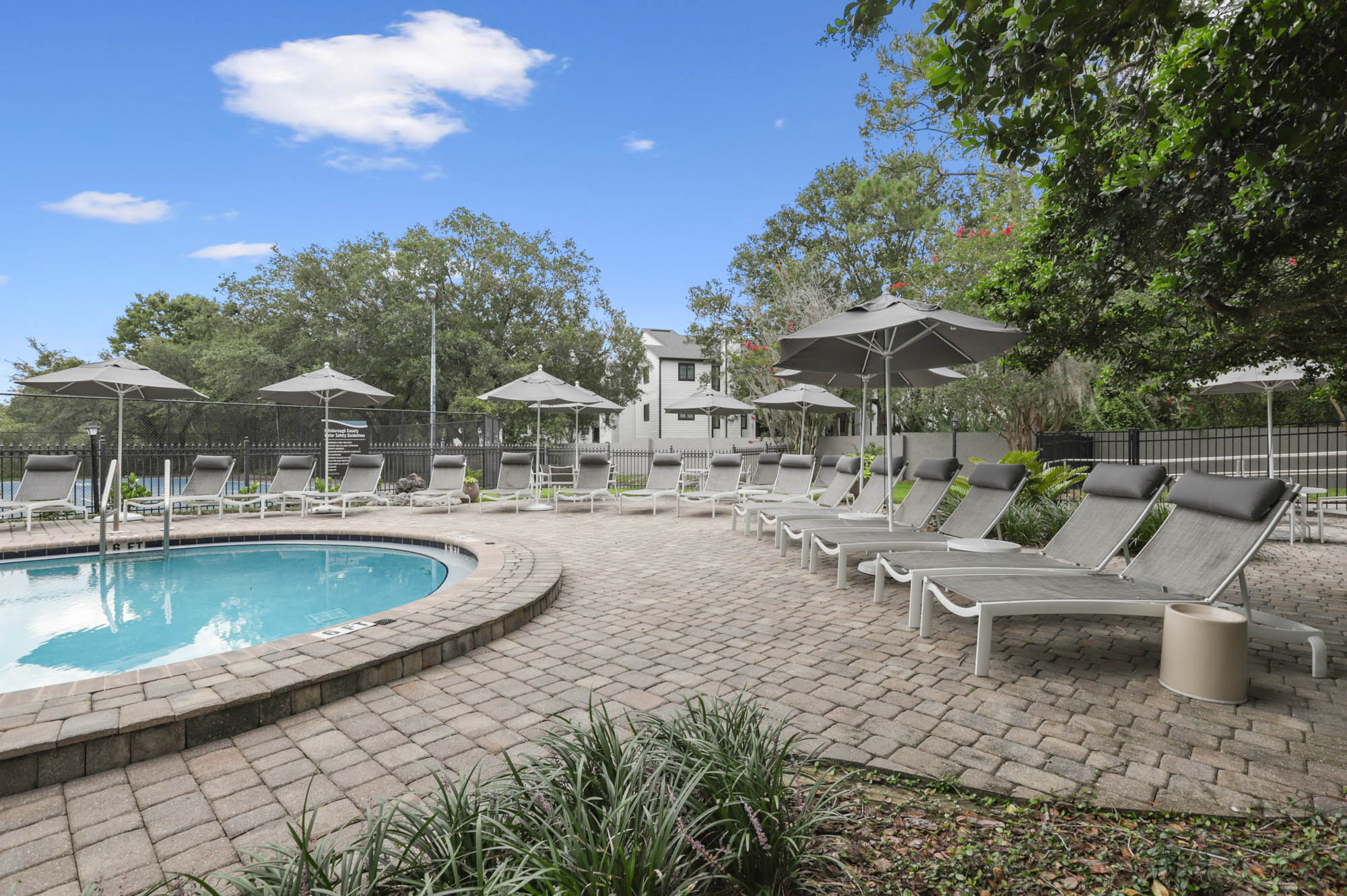 The pool at Oak Ramble apartments in Tampa, FL.