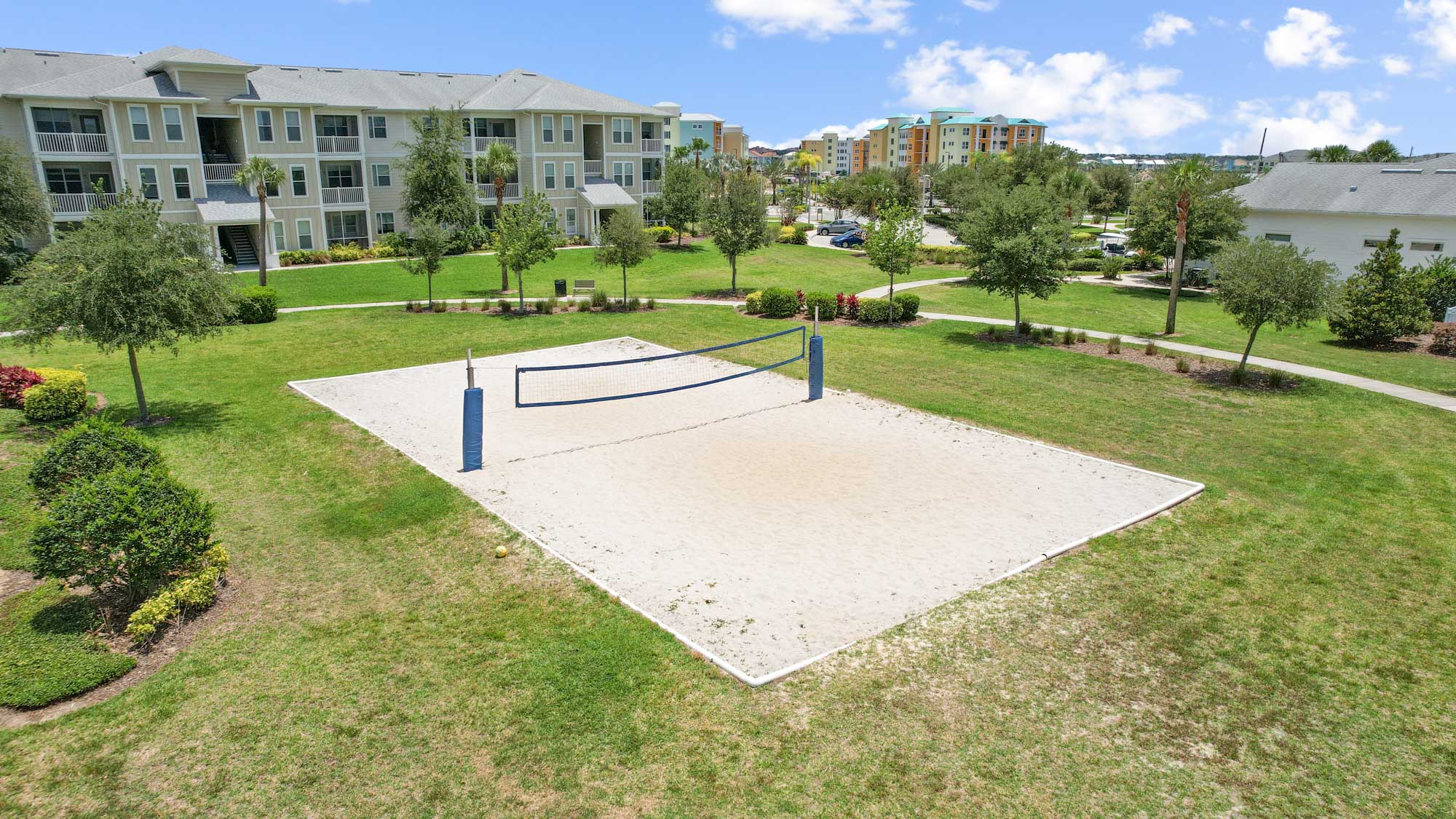 The sand volleyball court at Domain apartments in Kissimmee, Florida.