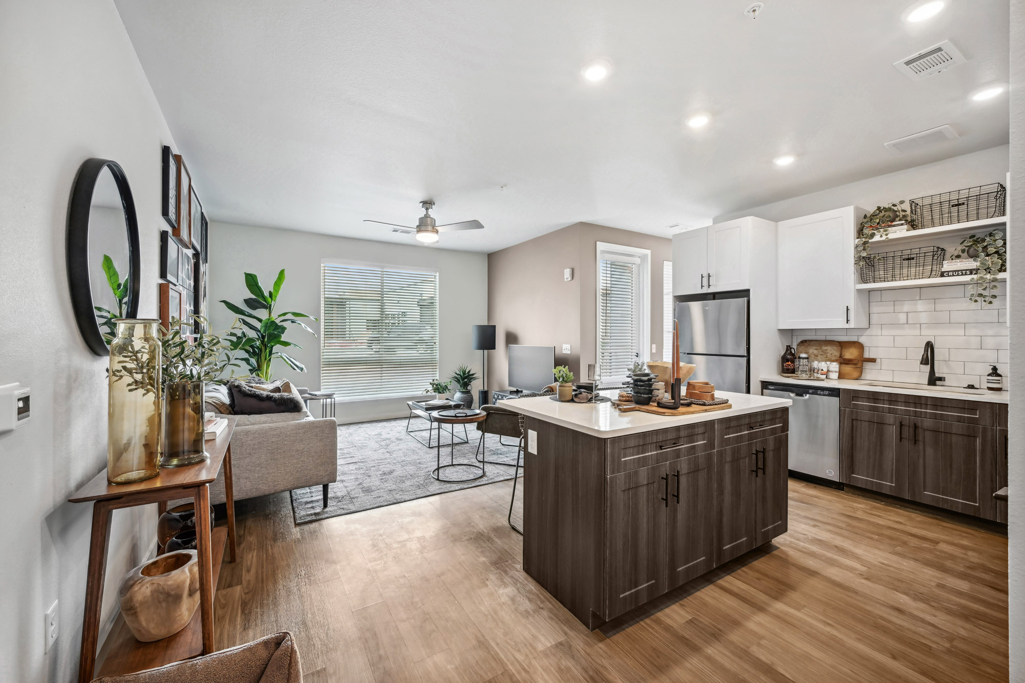 The living area in a Marlon at Central Park apartment near Denver, Colorado.