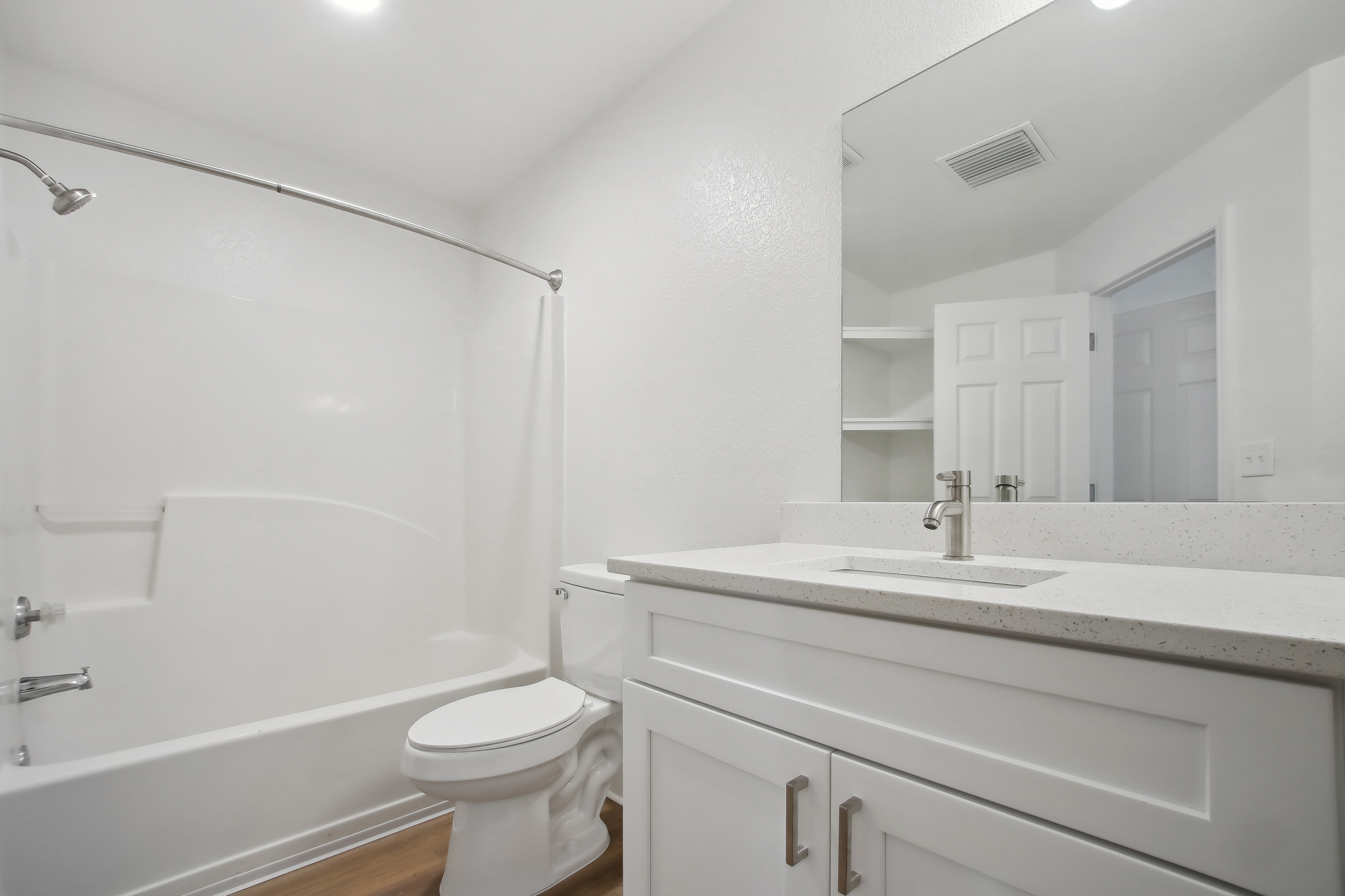 The bathroom in an apartment at Osprey Links at Hunter's Creek in Orlando, Florida.