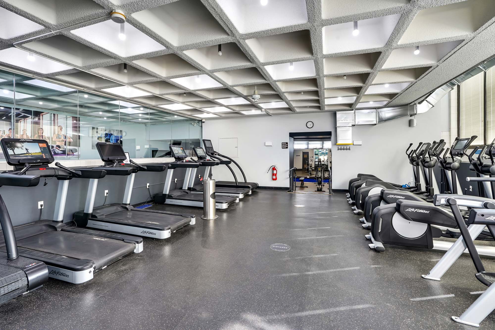 Fitness studio space at Waterside Plaza apartments in Manhattan.