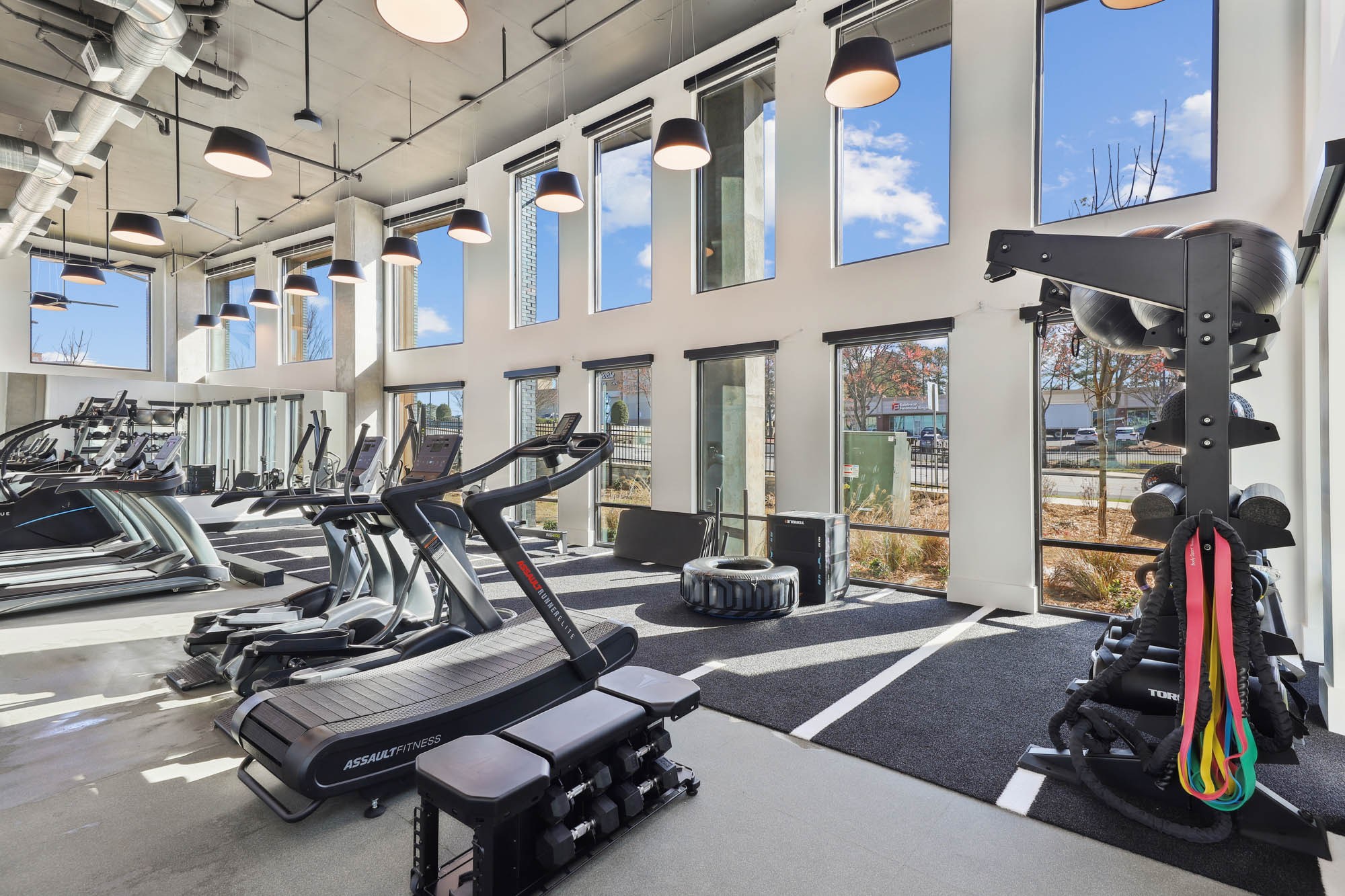 The fitness center at Tallulah apartments in Atlanta, Georgia.