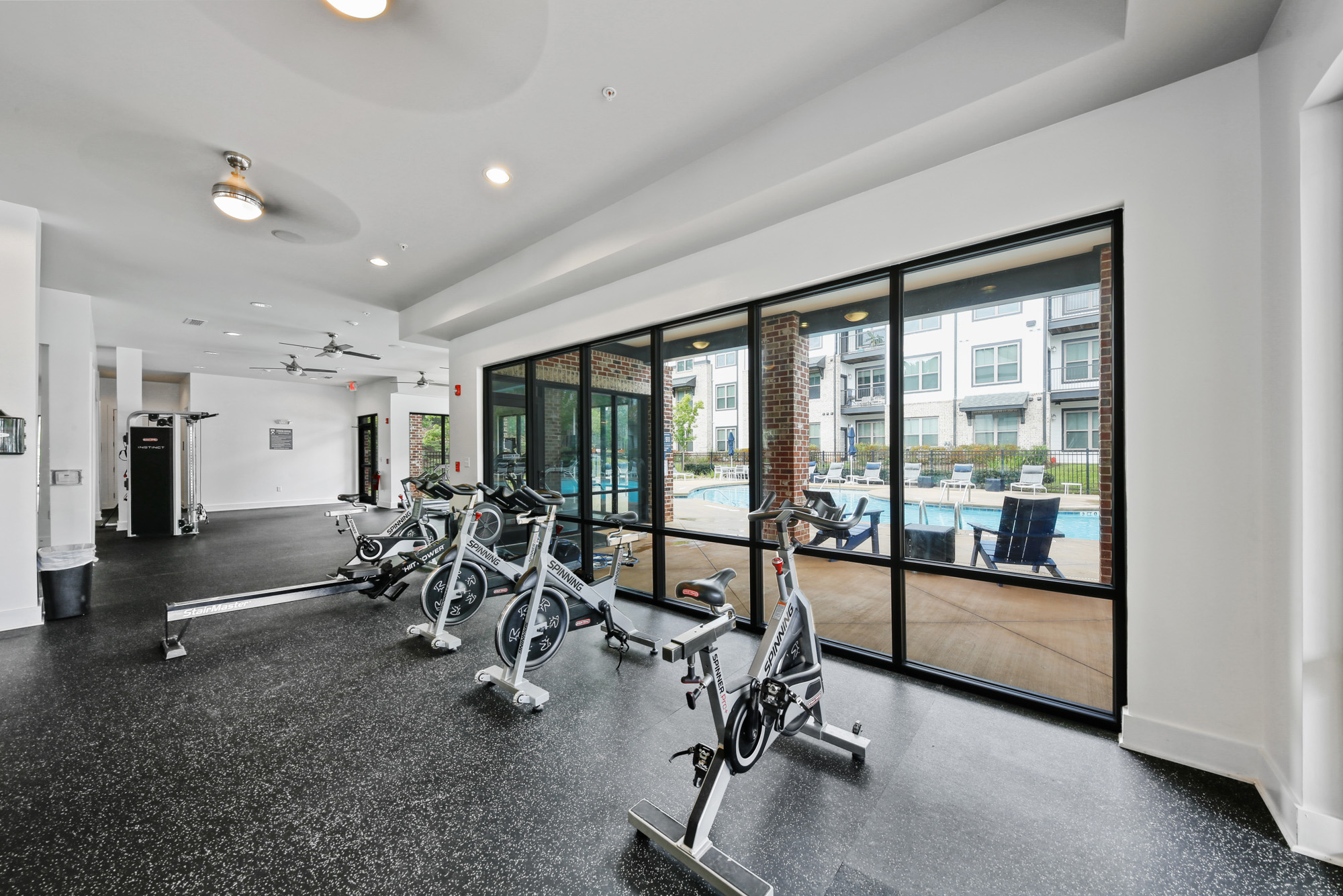 The fitness center at Park 9 apartments in Atlanta, GA.