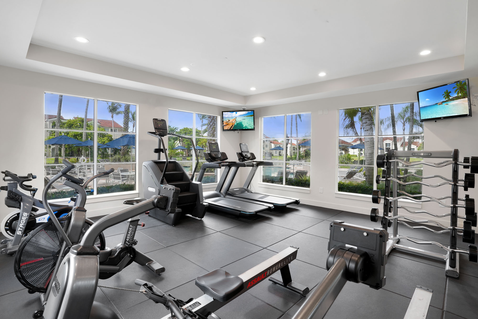 The fitness center at Miramar Lake in Fort Lauderdale, FL.