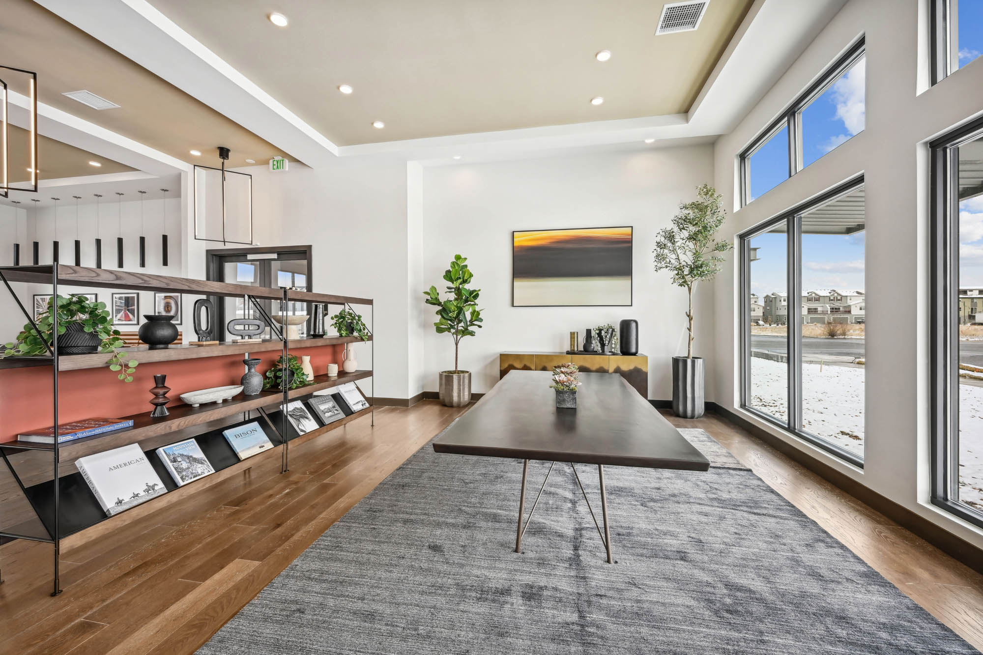 The lounge at Marlon at Central Park apartments near Denver, Colorado.