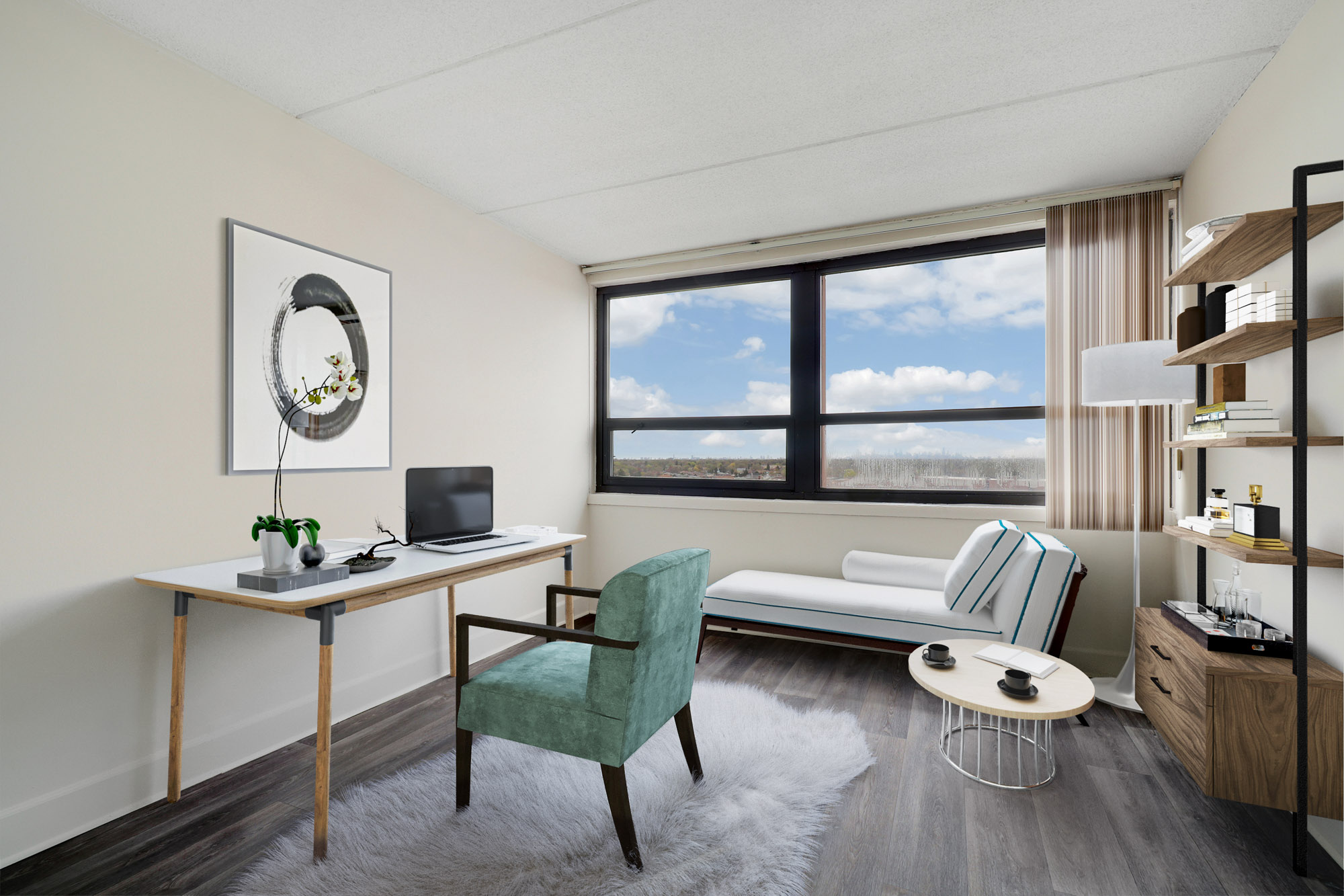 Bedroom at The Pavilion apartments in Chicago, IL