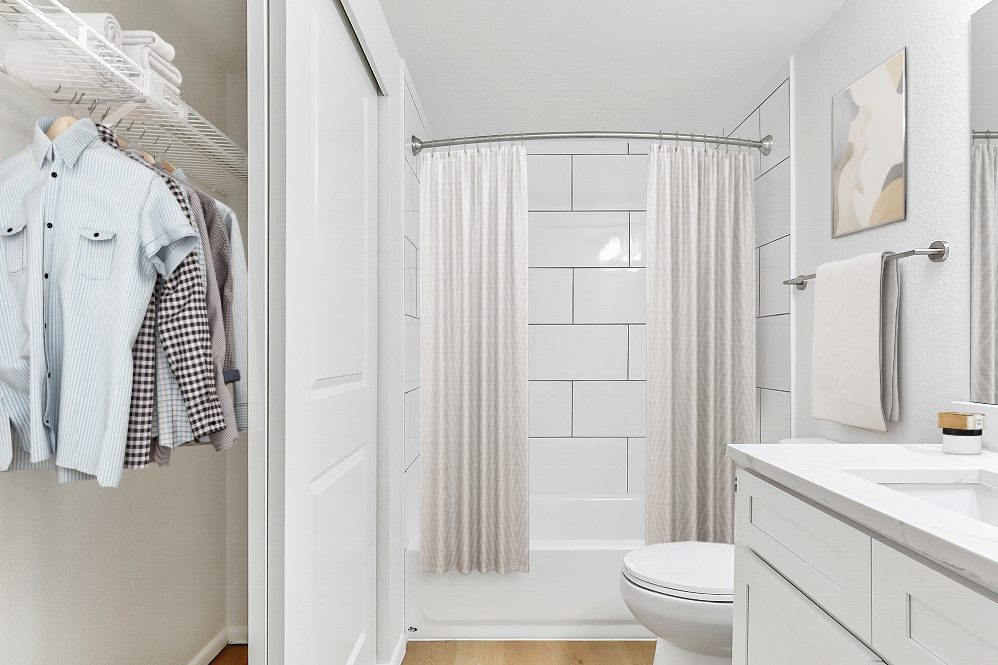 The bathroom in an apartment at Stillwater in Murray, Utah.