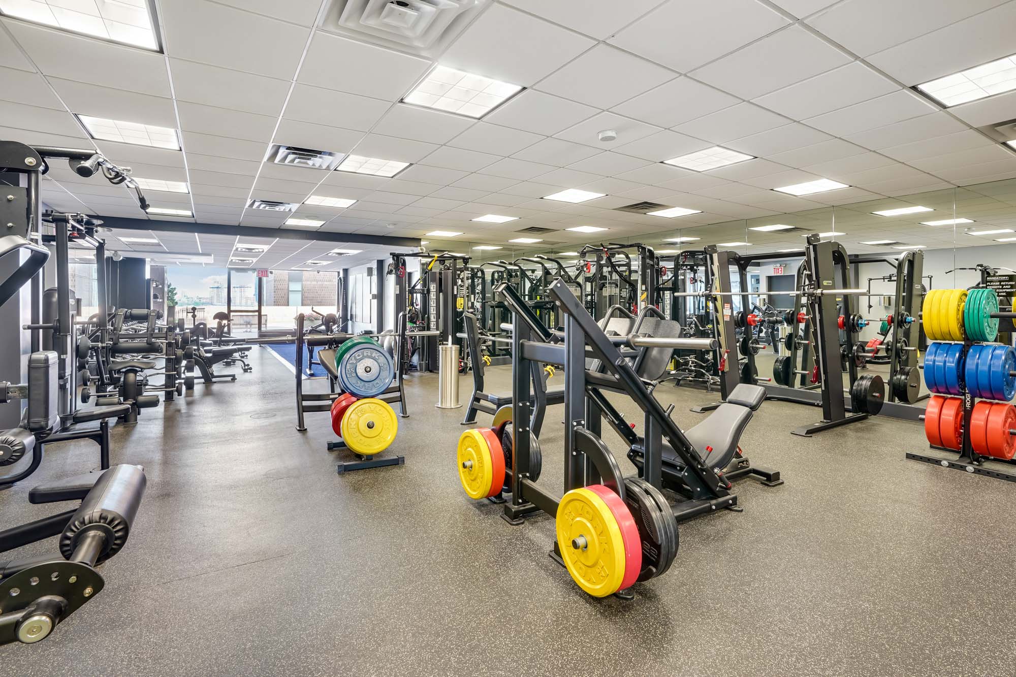 Fitness studio space at Waterside Plaza apartments in Manhattan.