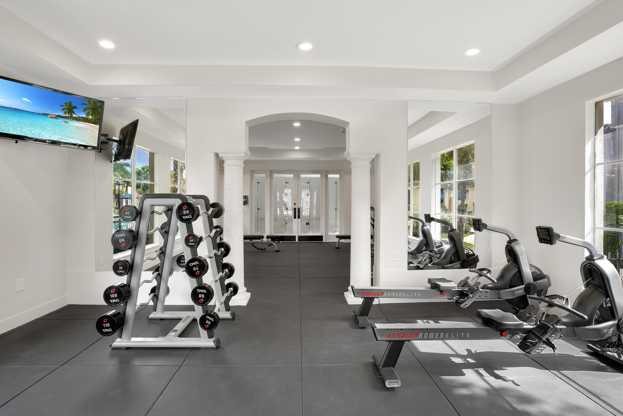 The fitness center at Miramar Lake in Fort Lauderdale, FL.