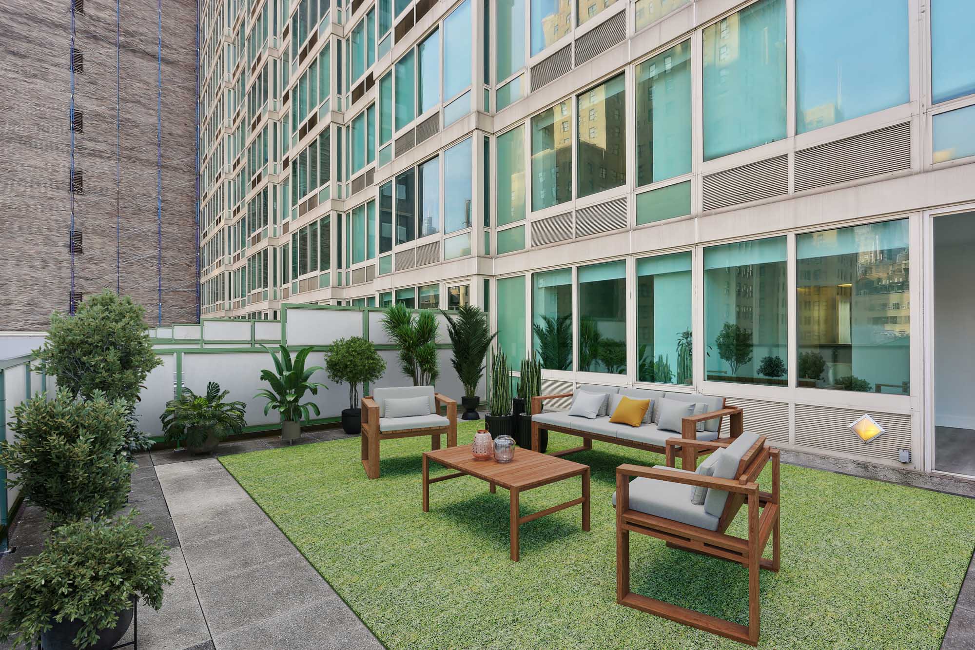 A personal terrace at The Olivia in Manhattan, NYC.