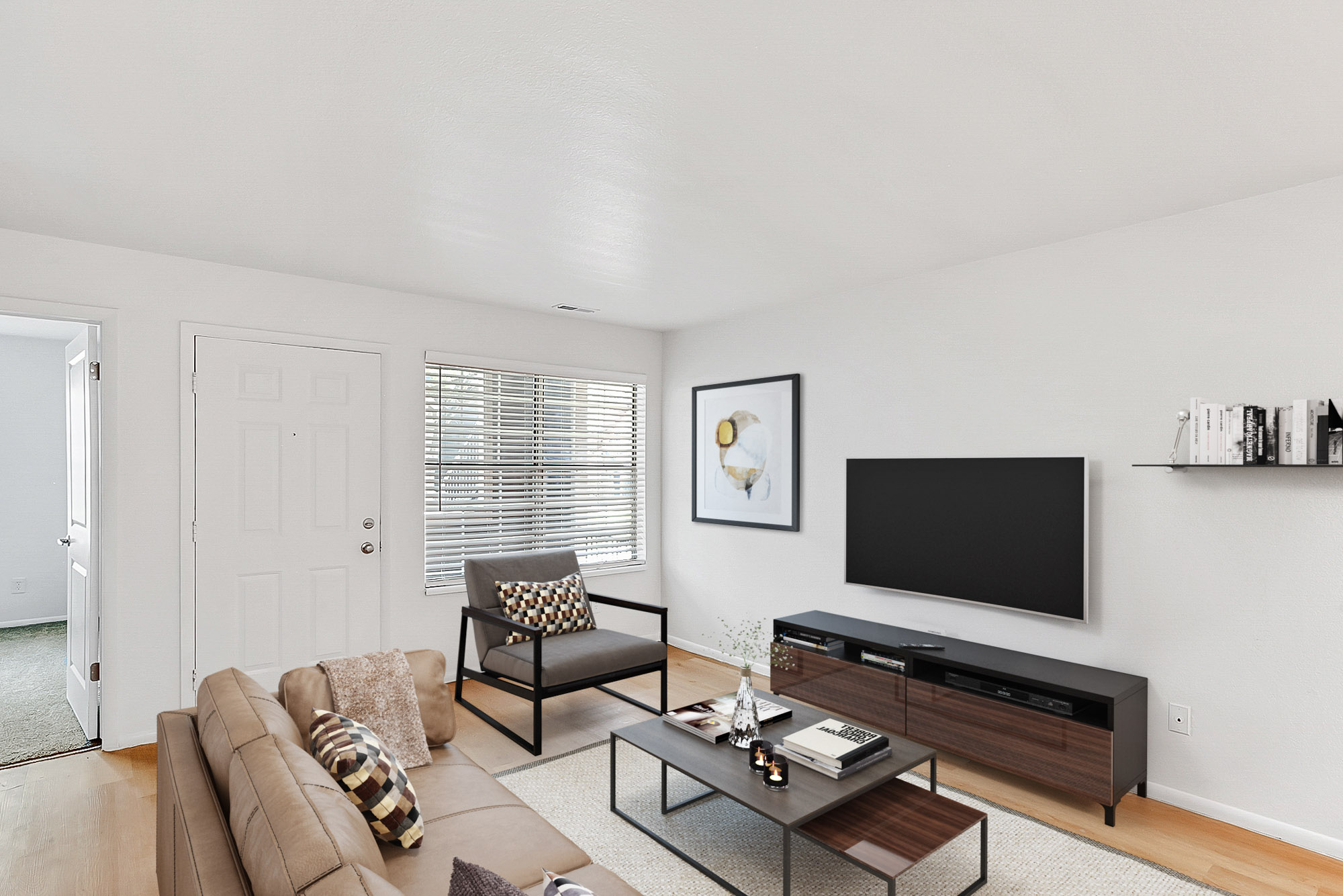 The living area in an apartment at Stillwater near Salt Lake City, Utah.