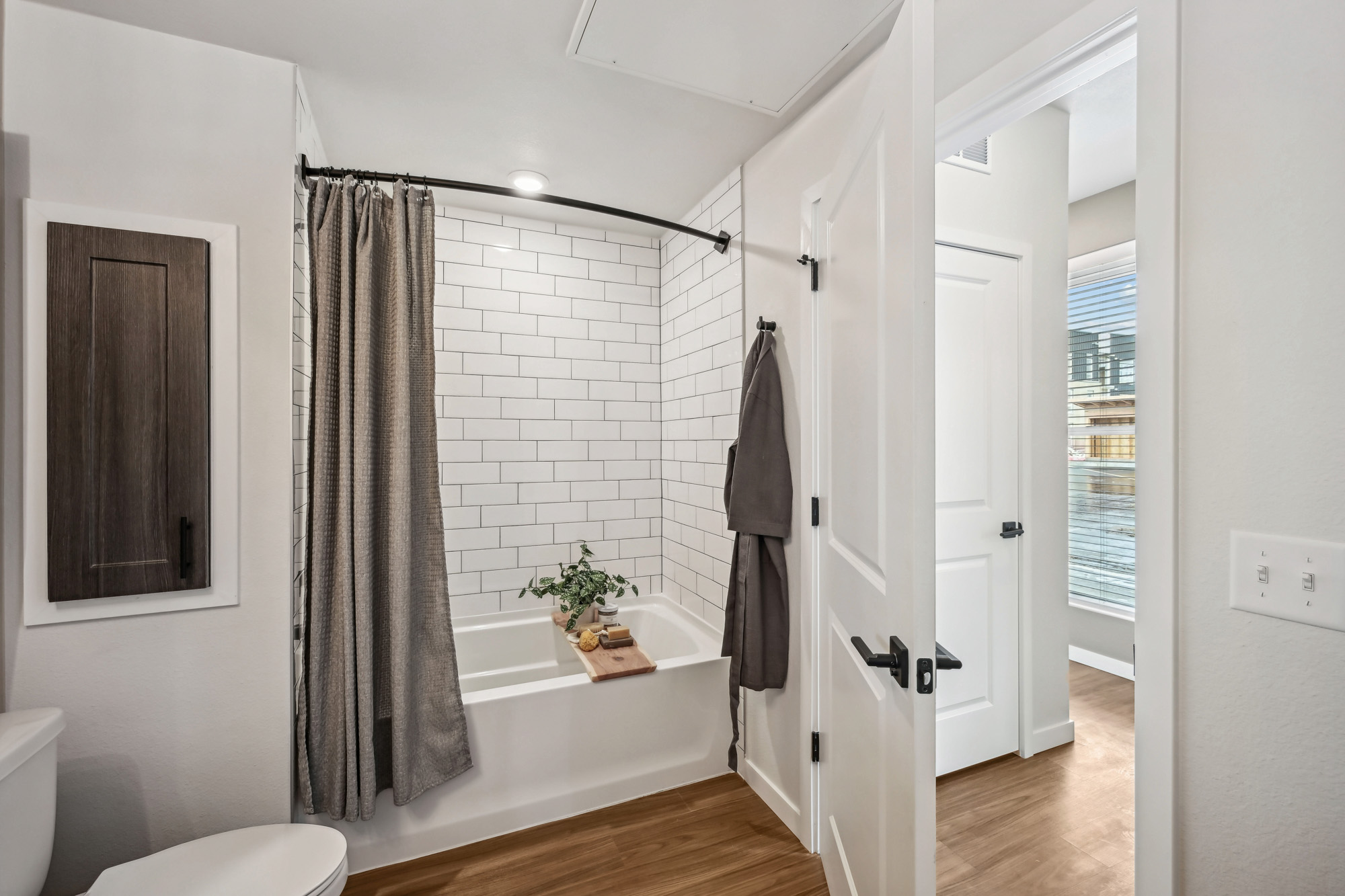 The bathroom in a Marlon at Central Park apartment near Denver, Colorado.