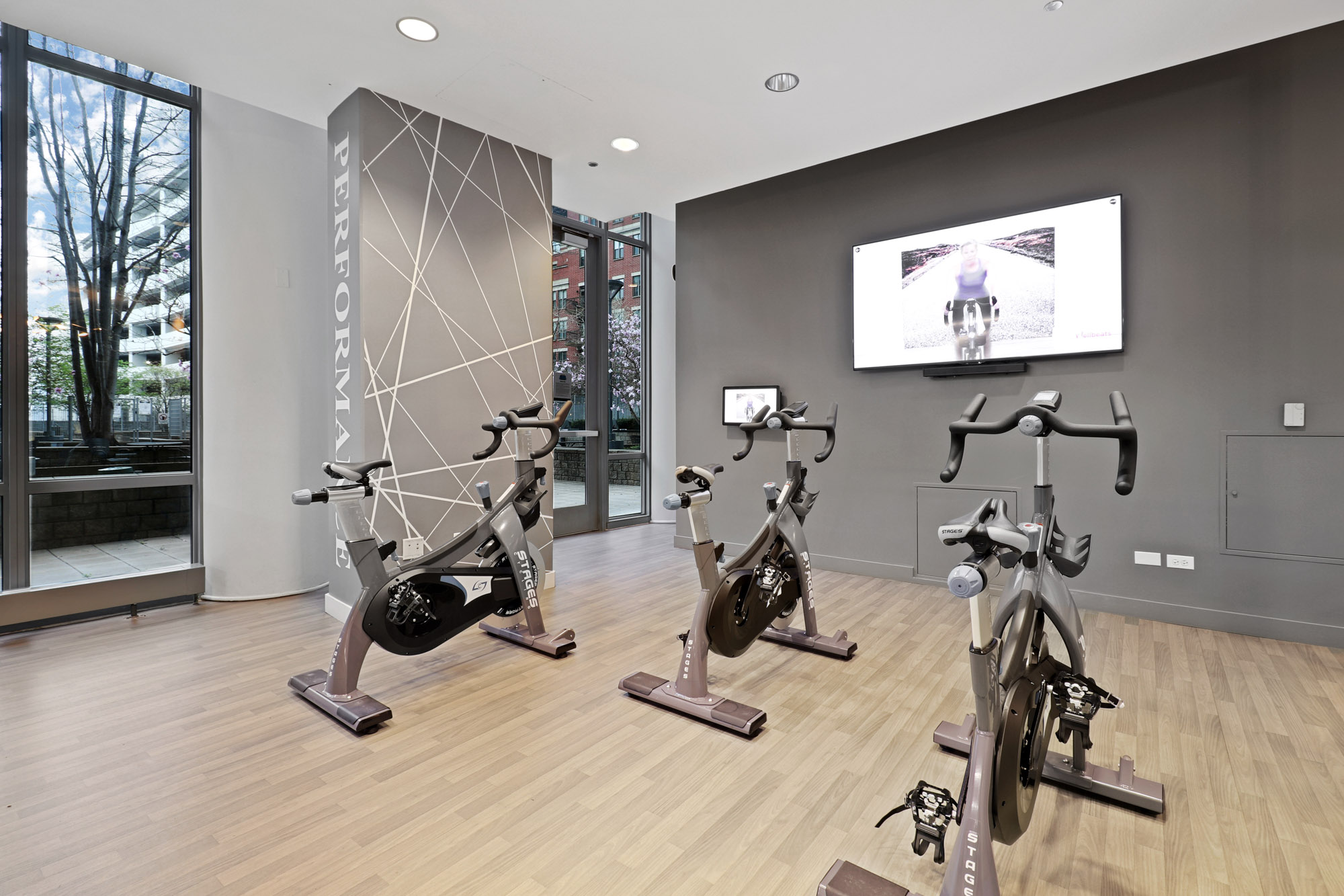 Fitness center at SKY55 apartments in Chicago, Illinois