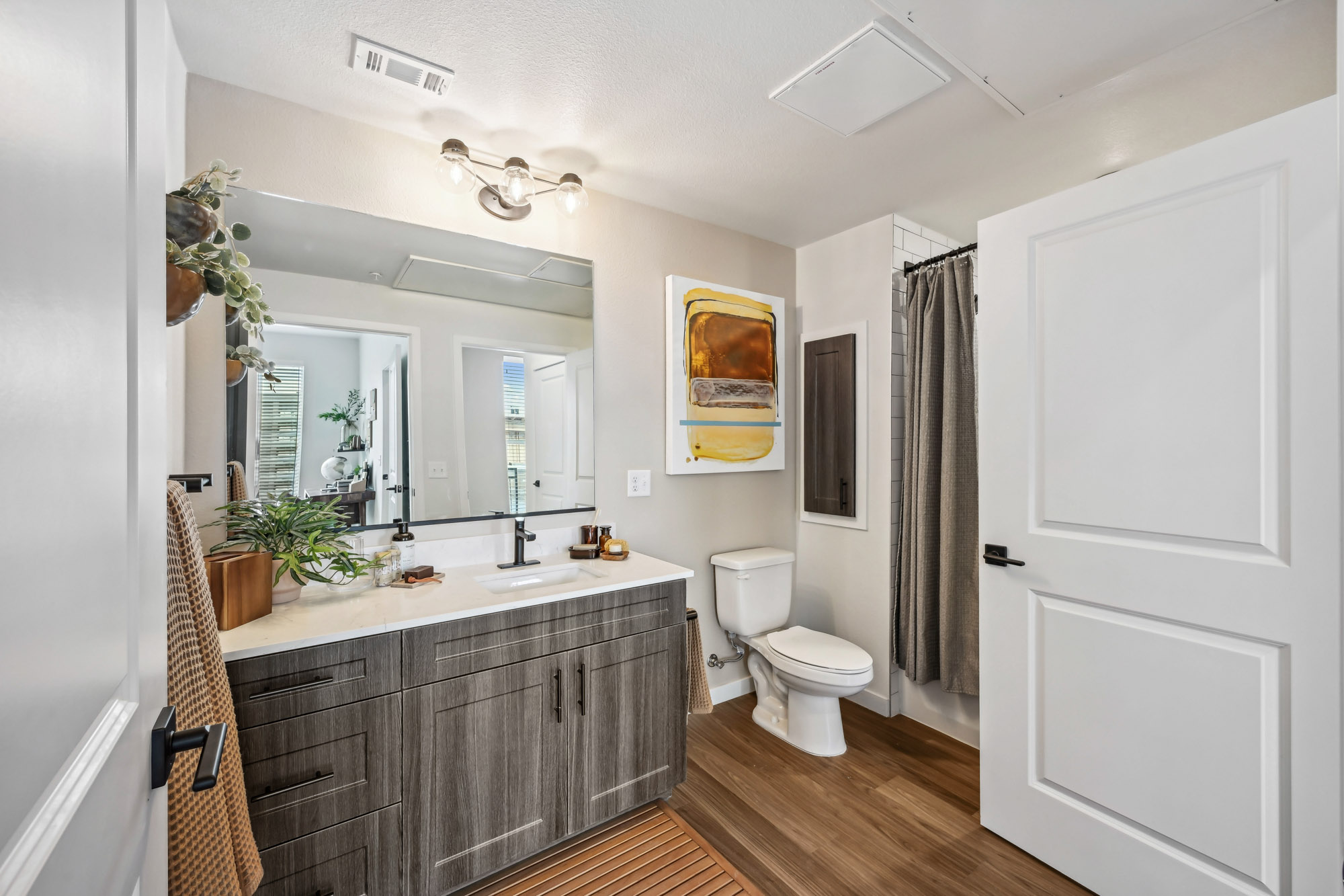 The bathroom in a Marlon at Central Park apartment near Denver, Colorado.