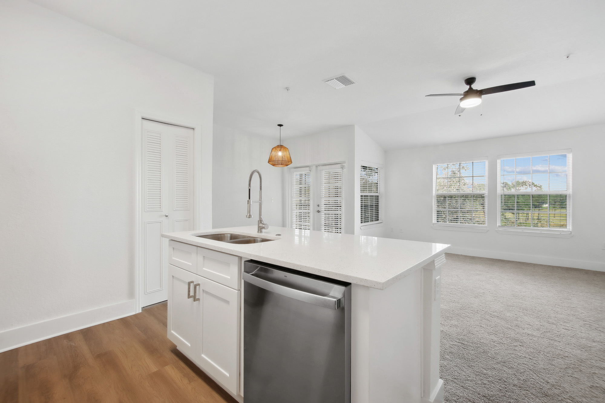 The living area in an apartment at Osprey Links at Hunter's Creek in Orlando, Florida.