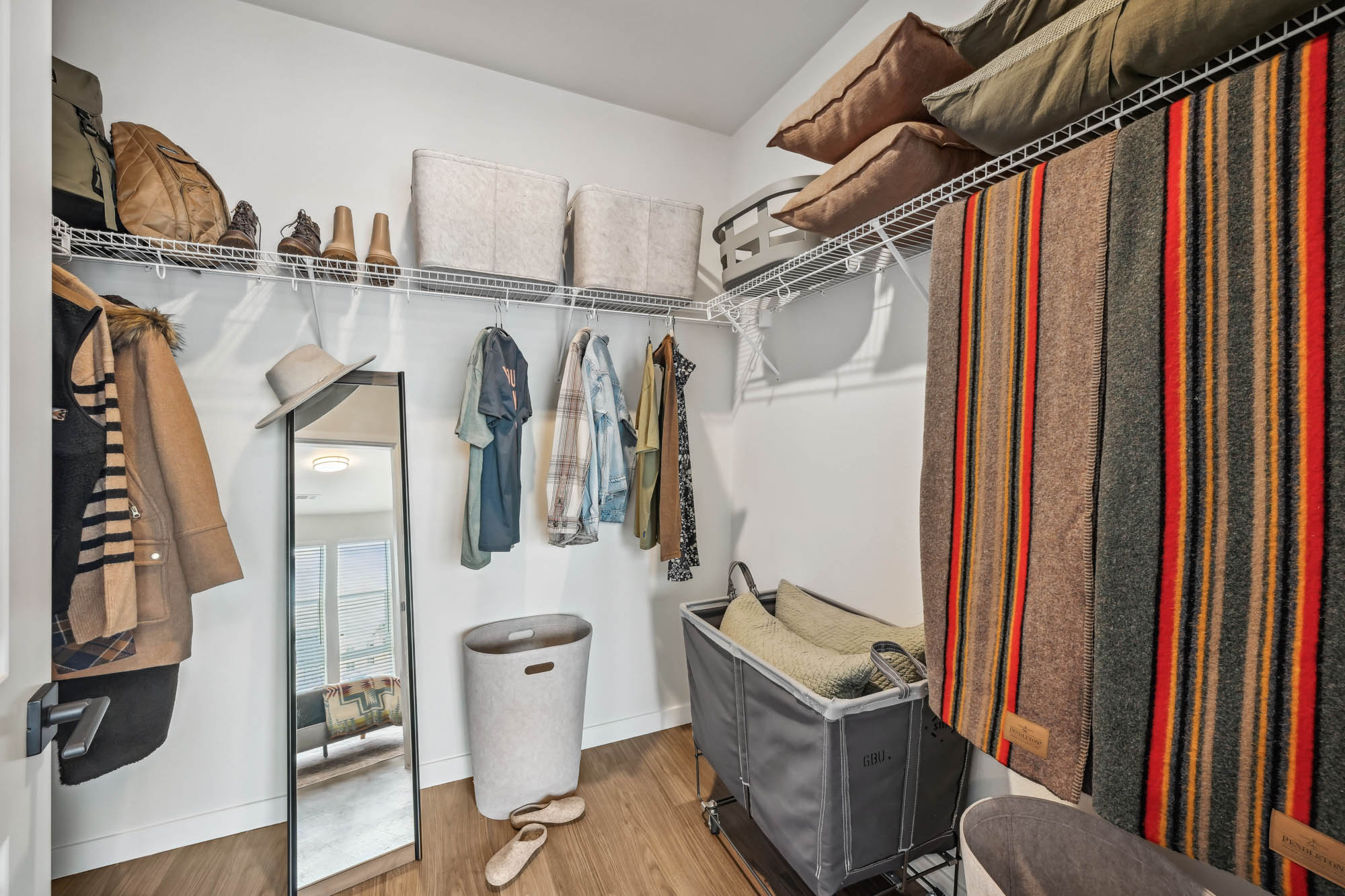 The closet in a Marlon at Central Park apartment near Denver, Colorado.