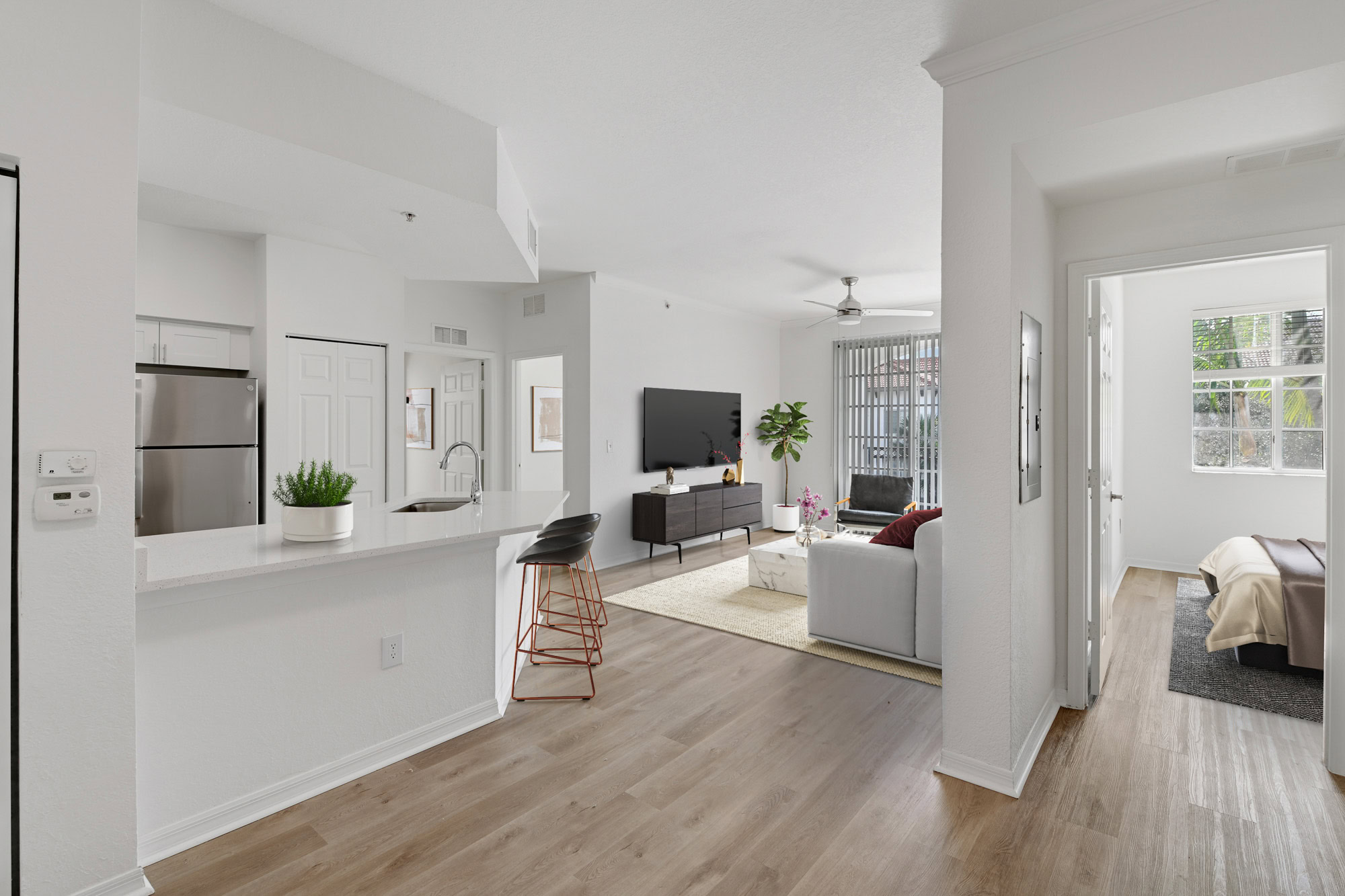 A living area at Solano at Miramar FL apartments