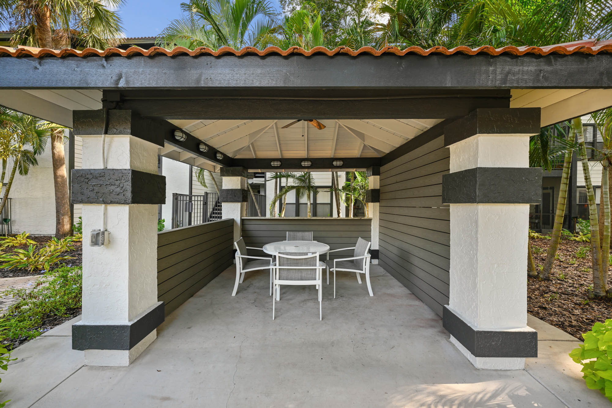 The picnic area at South Pointe apartments in South Tampa, Florida.