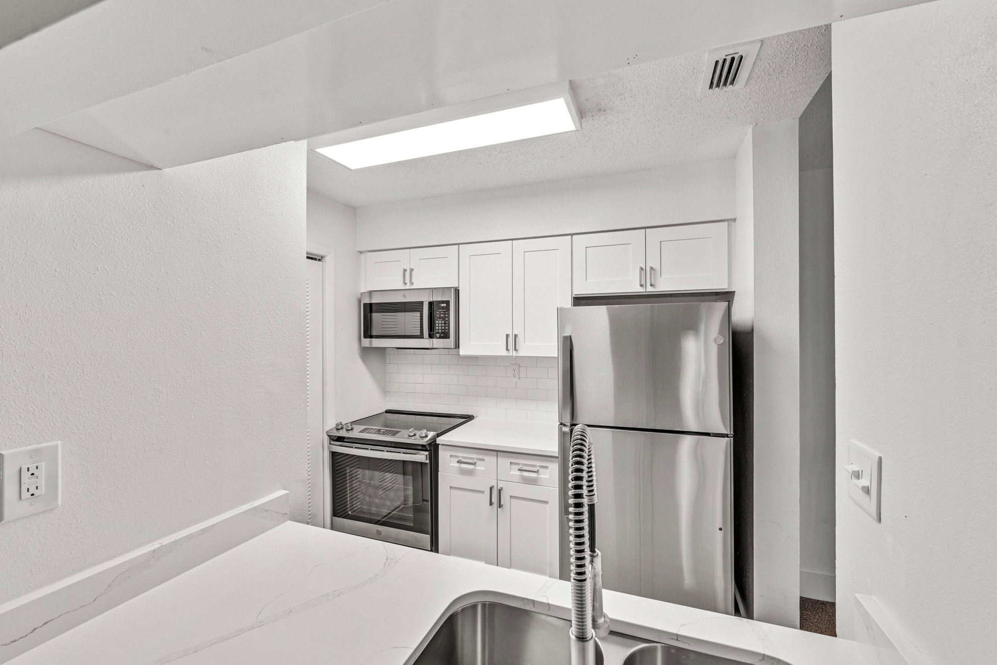 The kitchen of an apartment at South Pointe in South Tampa, Florida.