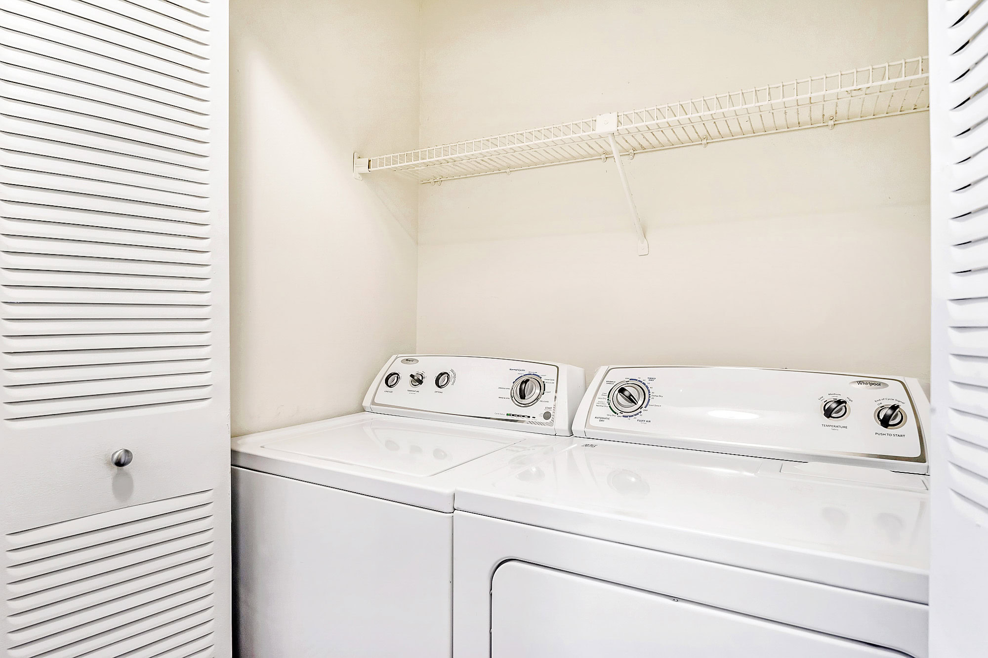 The washer and dryer of an apartment at South Pointe in South Tampa, Florida.