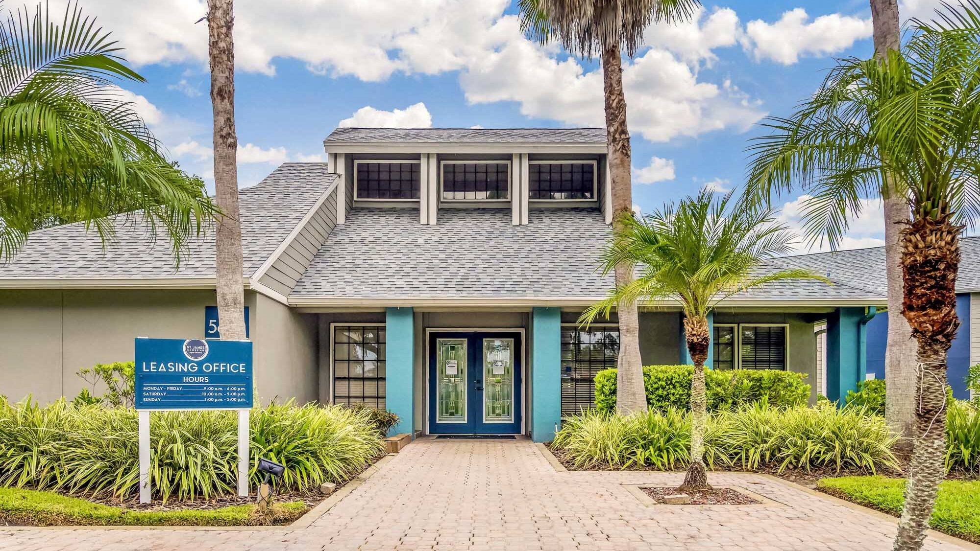 The clubhouse at St. James Crossing apartments in North Tampa, Florida.