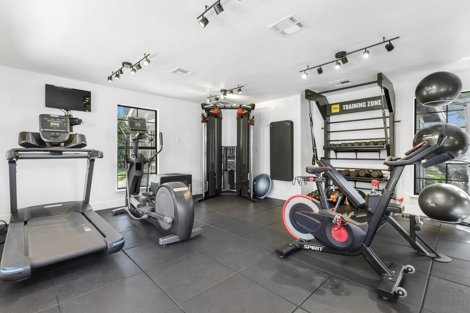 The fitness center at St. James Crossing apartments in North Tampa, Florida.
