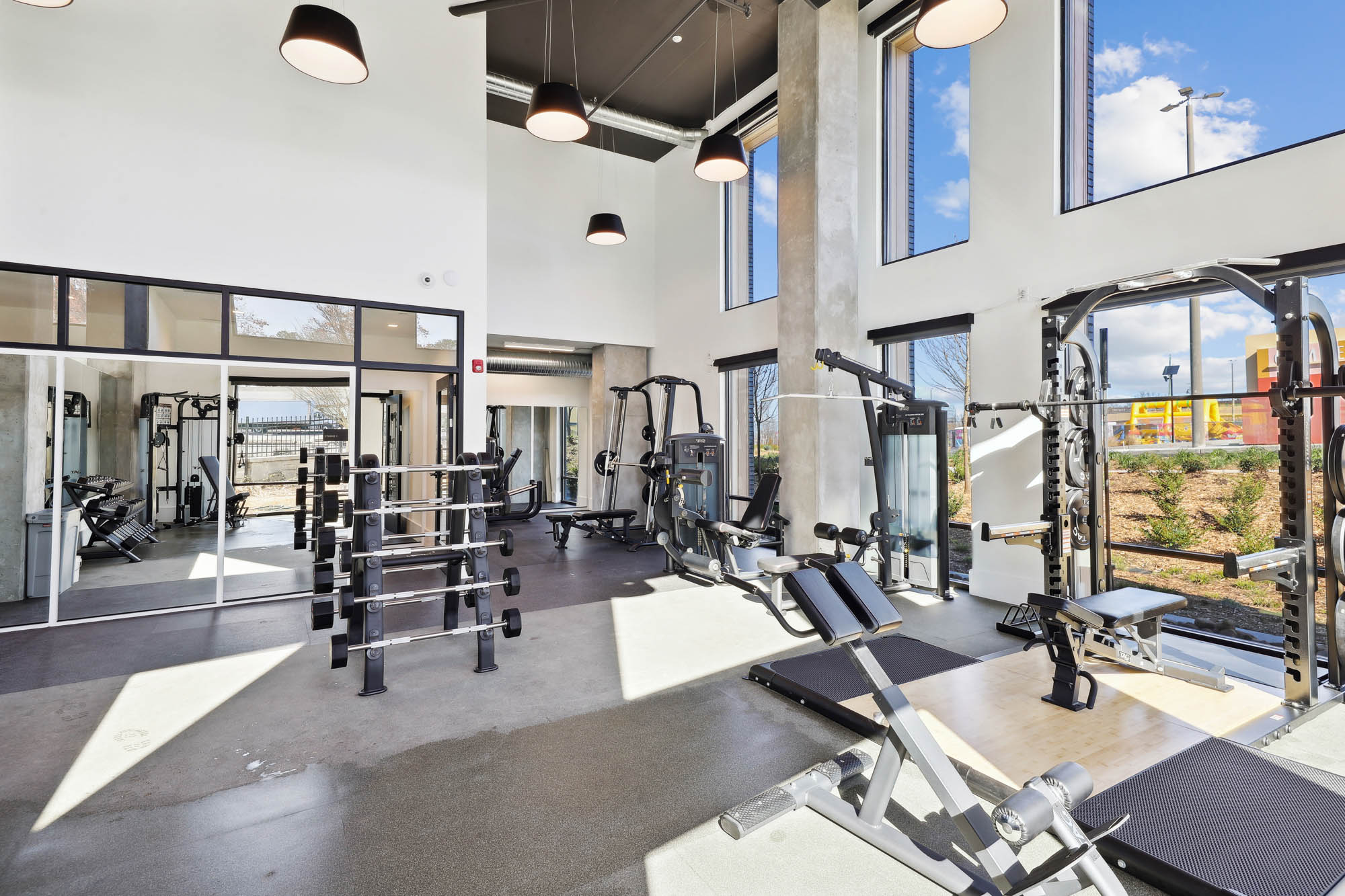 A fitness center at the Tallulah apartments in Cumberland, Georgia.