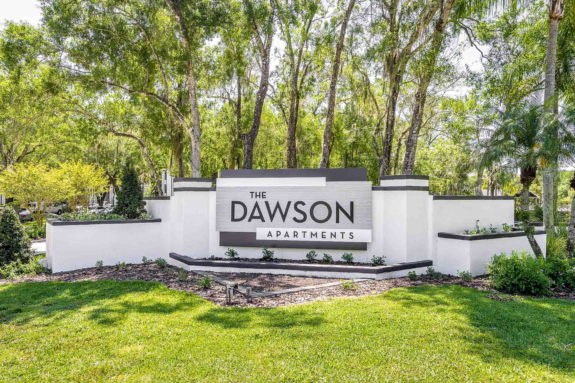The entrance at The Dawson apartments in Tampa, Florida.