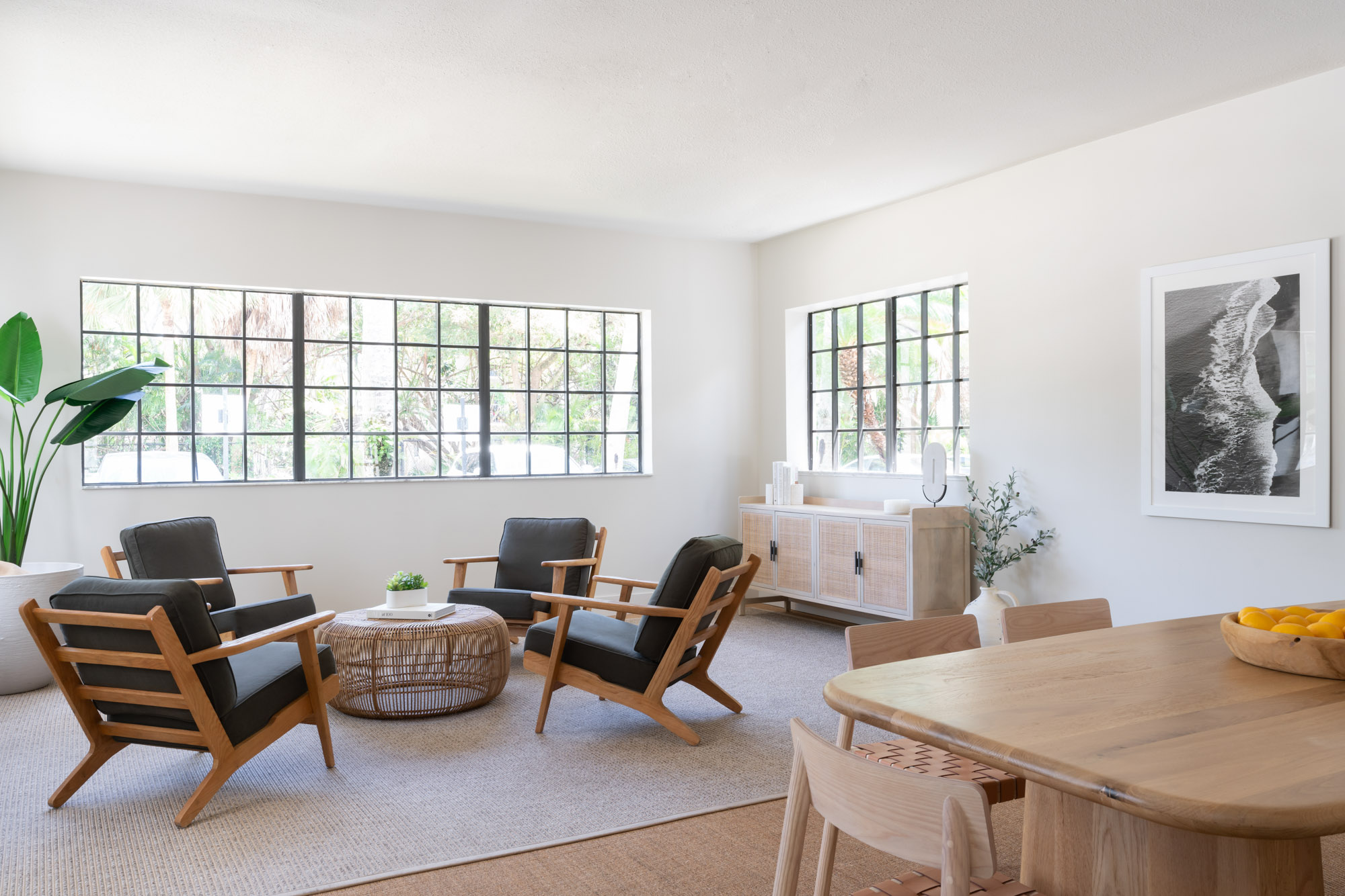 The interior of the Welcome Center lounge at The Reserve at Ashley Lake apartments for rent in Boynton Beach