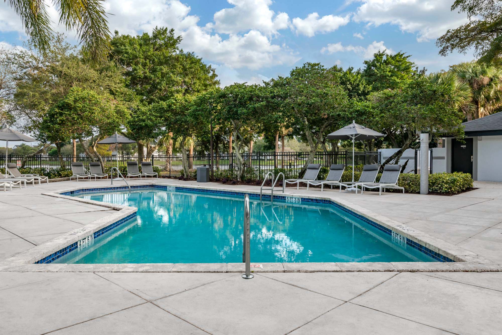 The outdoor pool at The Reserve at Ashley Lake apartments