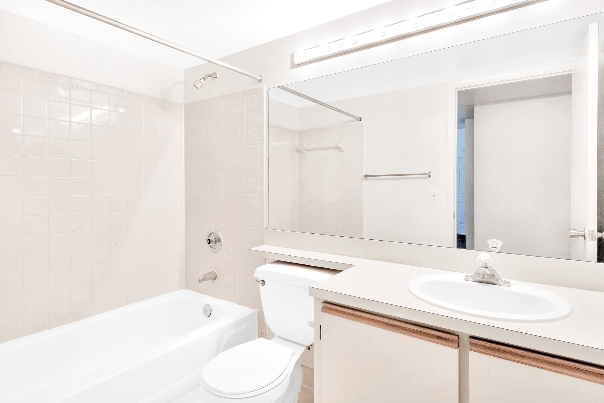 The interior of a bathroom at The Reserve at Ashley Lake apartments.