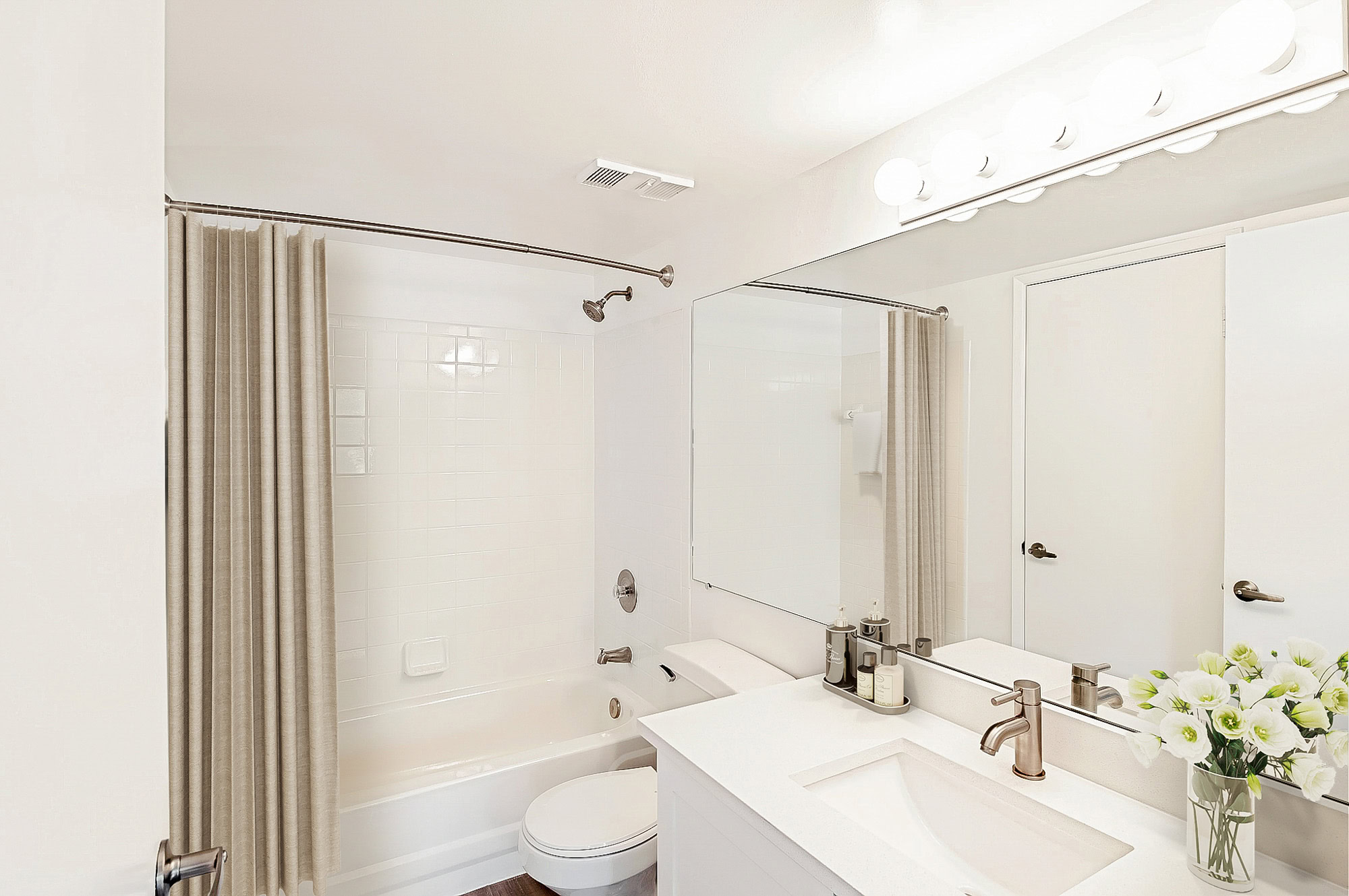 The interior of a bathroom at The Reserve at Ashley Lake apartments.