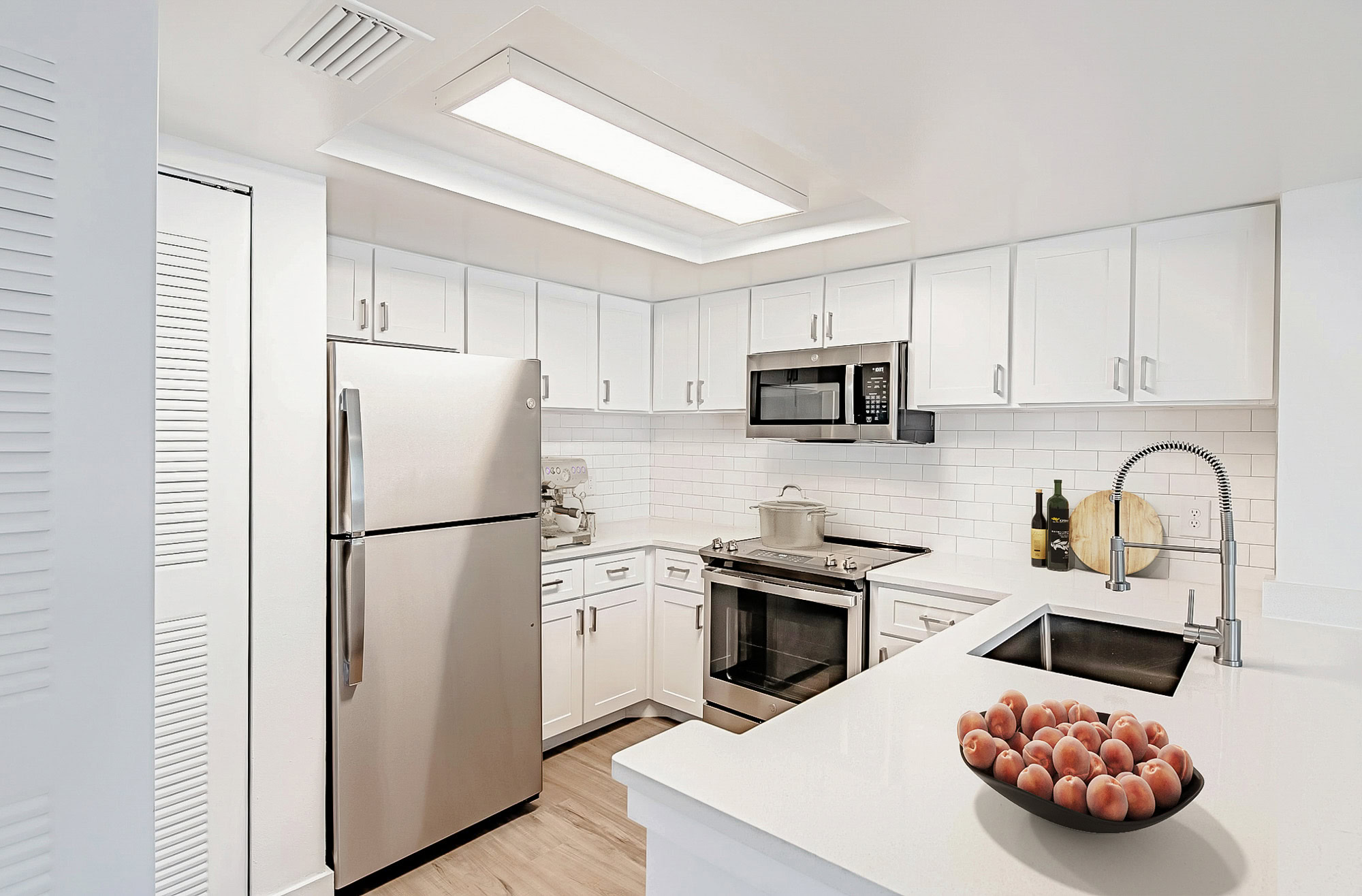 The interior of a kitchen at The Reserve at Ashley Lake apartments.