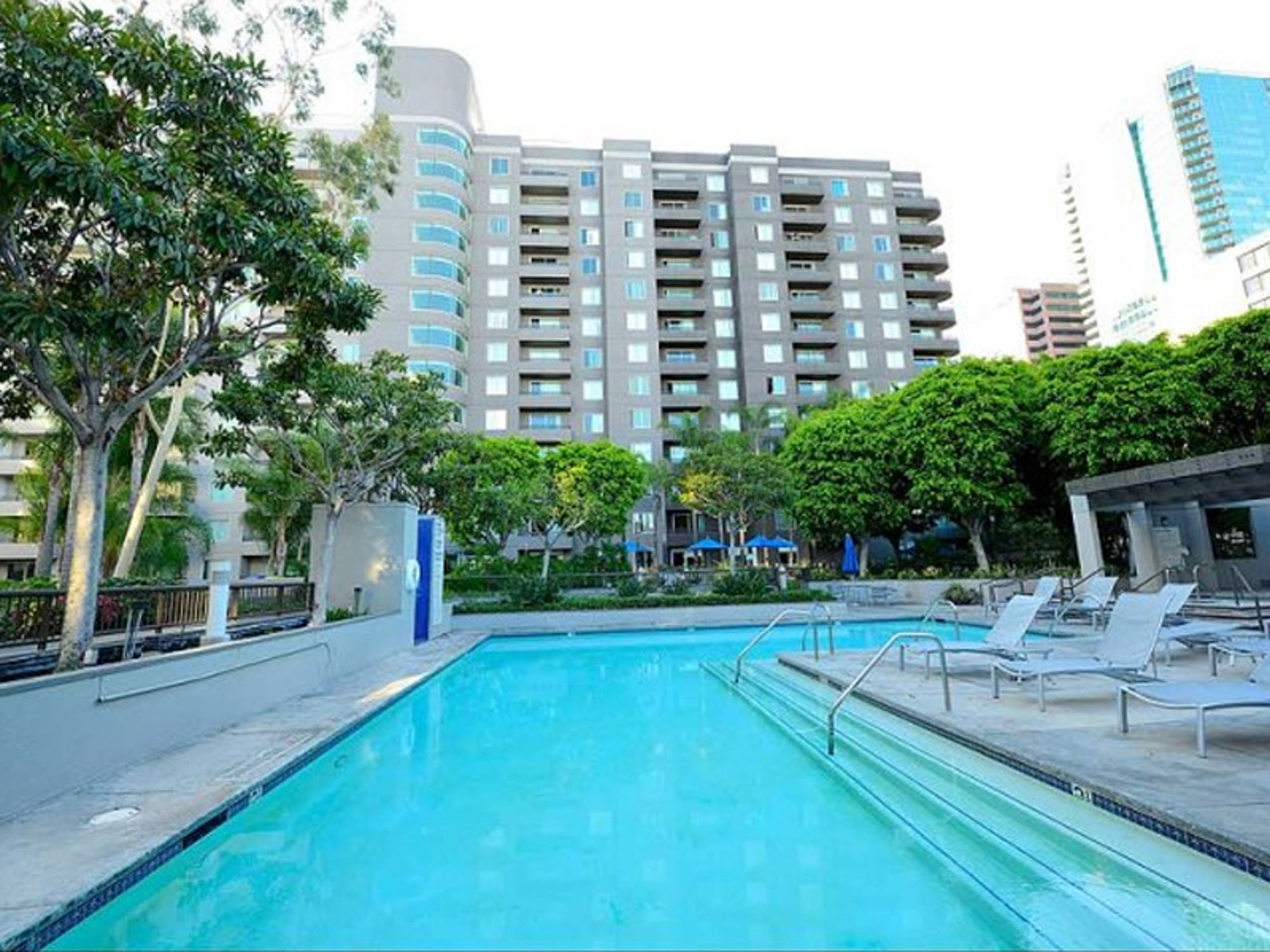 The pool at The Met apartments in downtown Los Angeles, California.