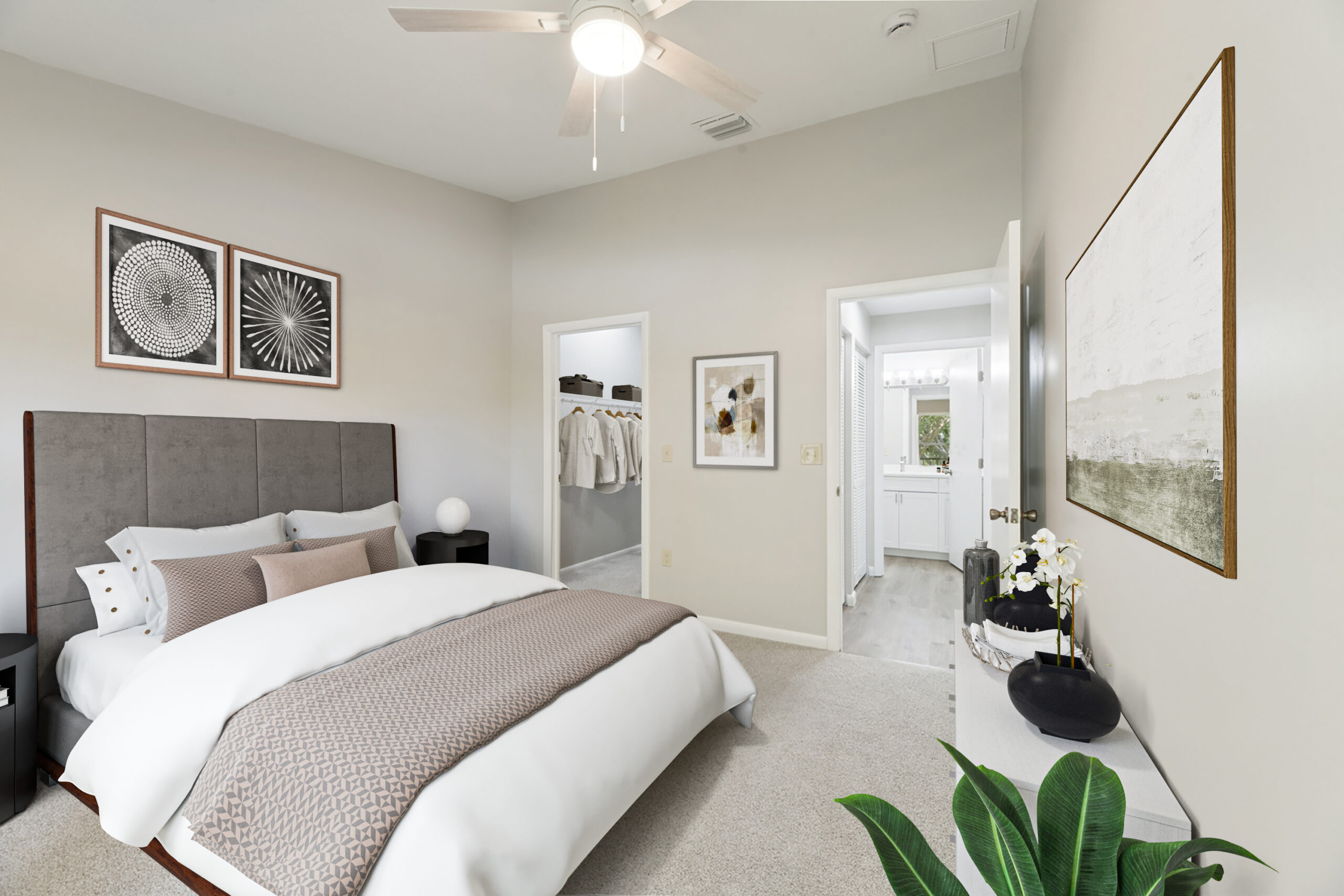 A bedroom in an apartment at the West Palm Beach apartments, Turtle Cove