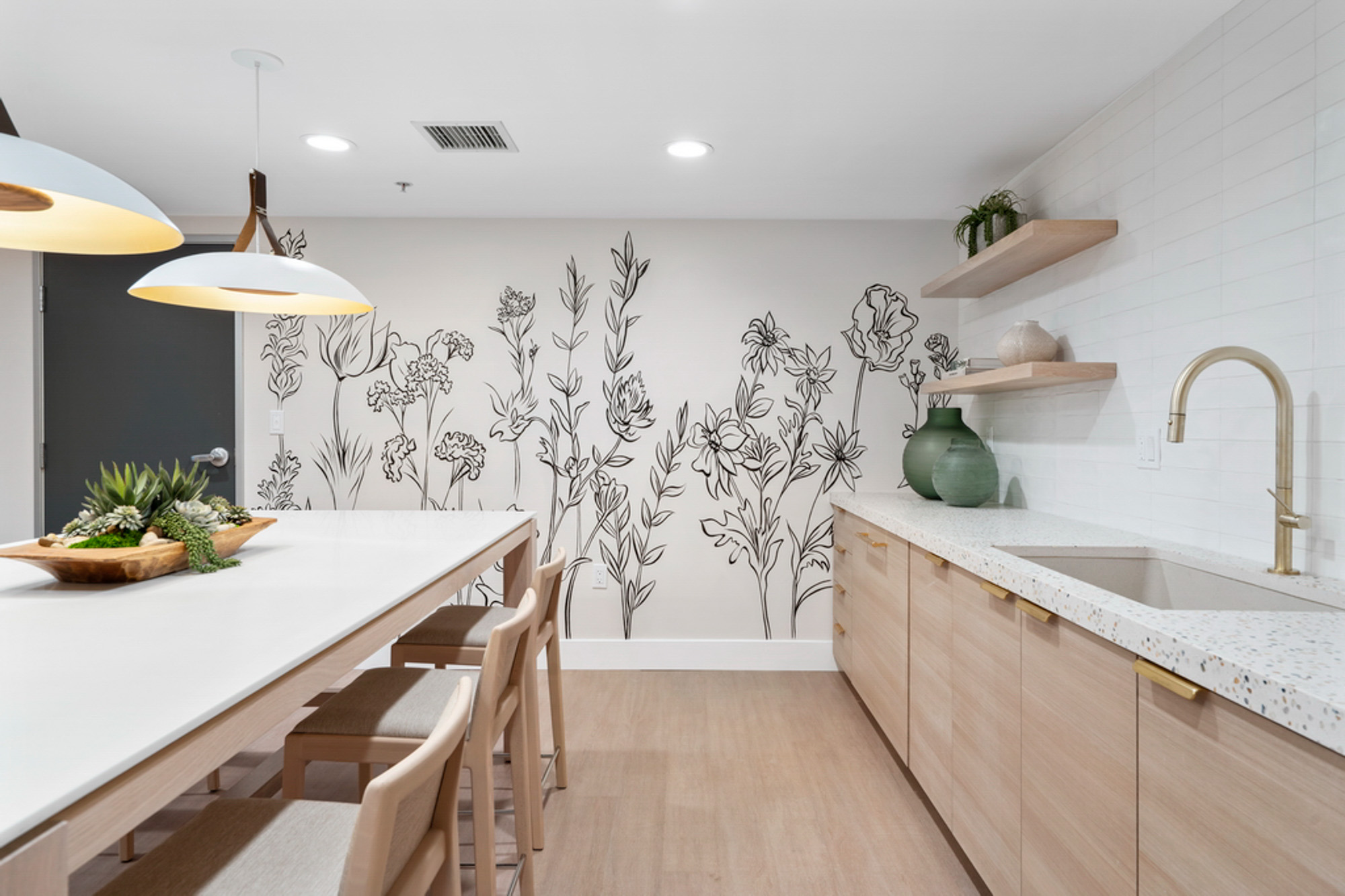 Lounge kitchen at Vantage Pointe apartments in San Diego, CA