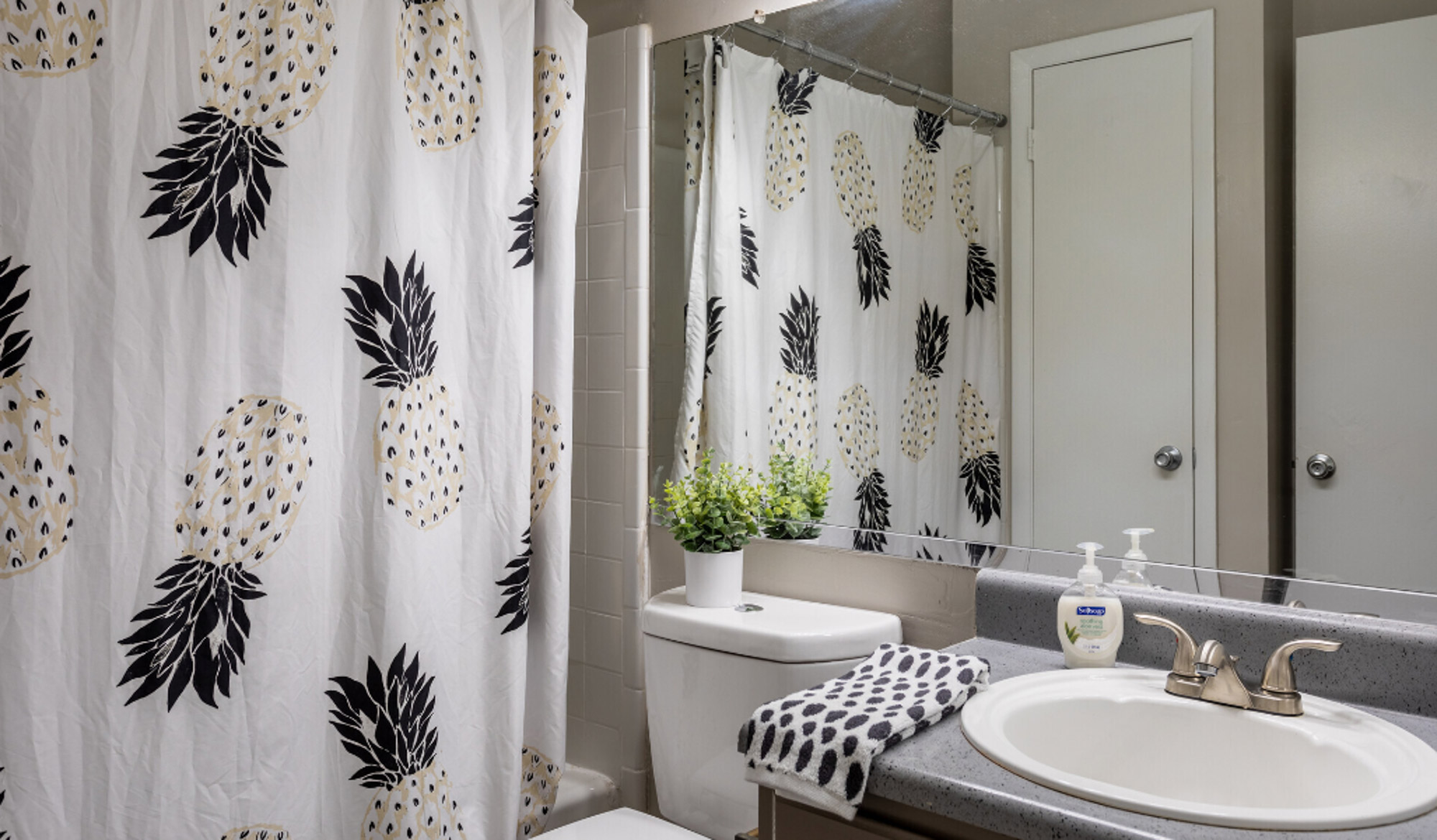 An apartment bathroom at Millbrook apartments in Raleigh, NC.