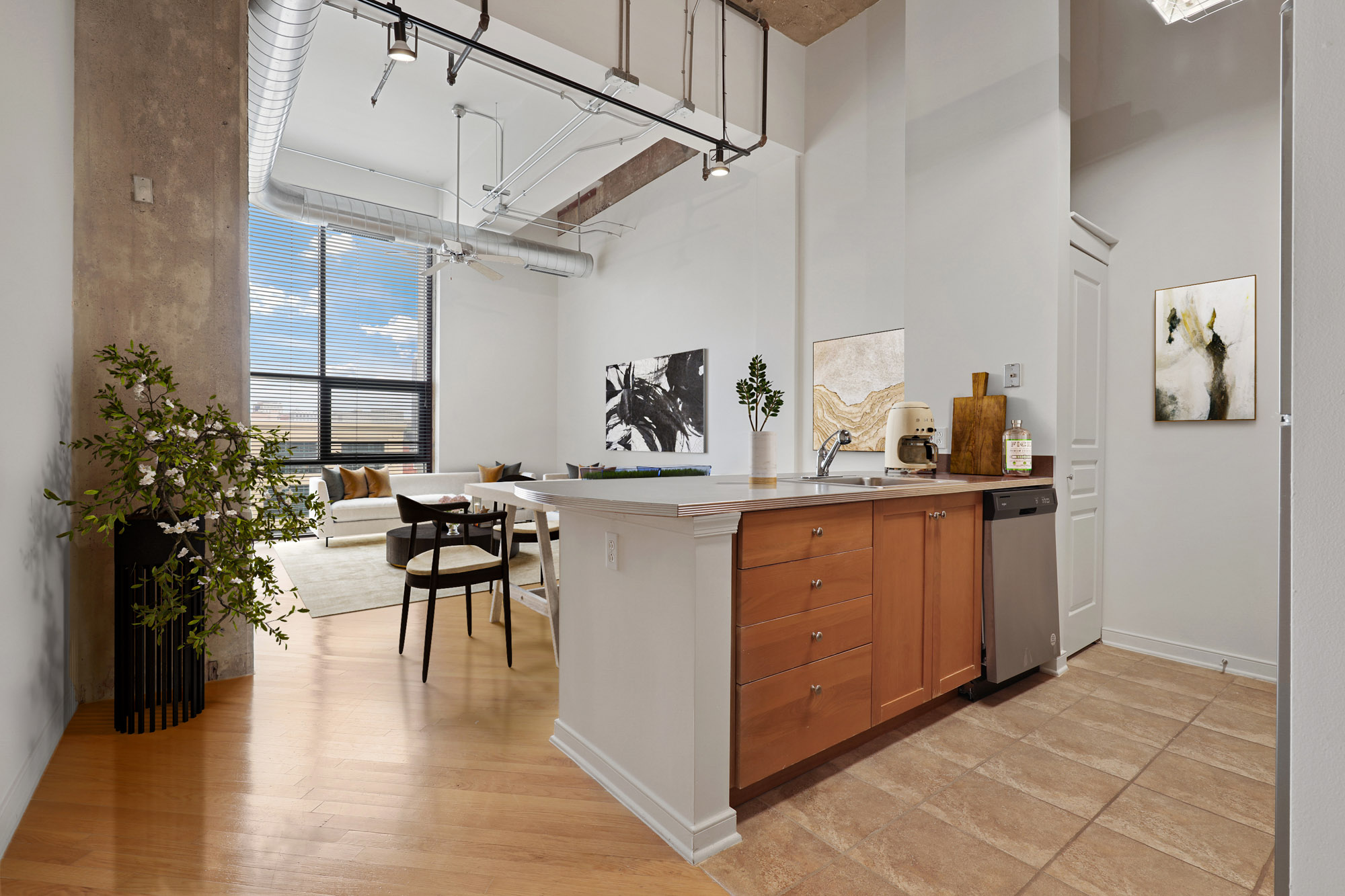 Kitchen at River Lofts at Tobacco Row apartments in Washington,DC