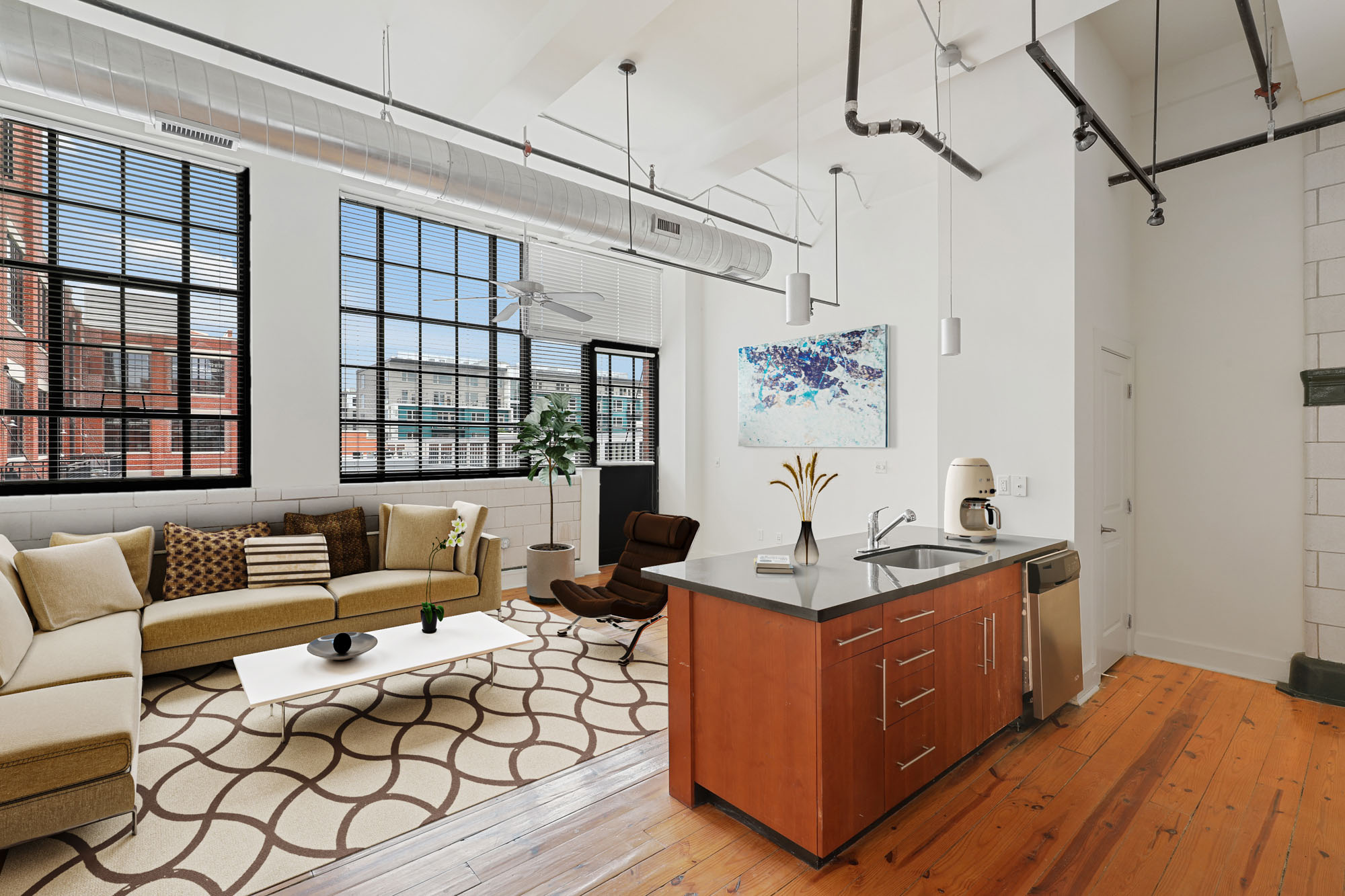 Lucky Strike kitchen at River Lofts at Tobacco Row apartments in Washington,DC